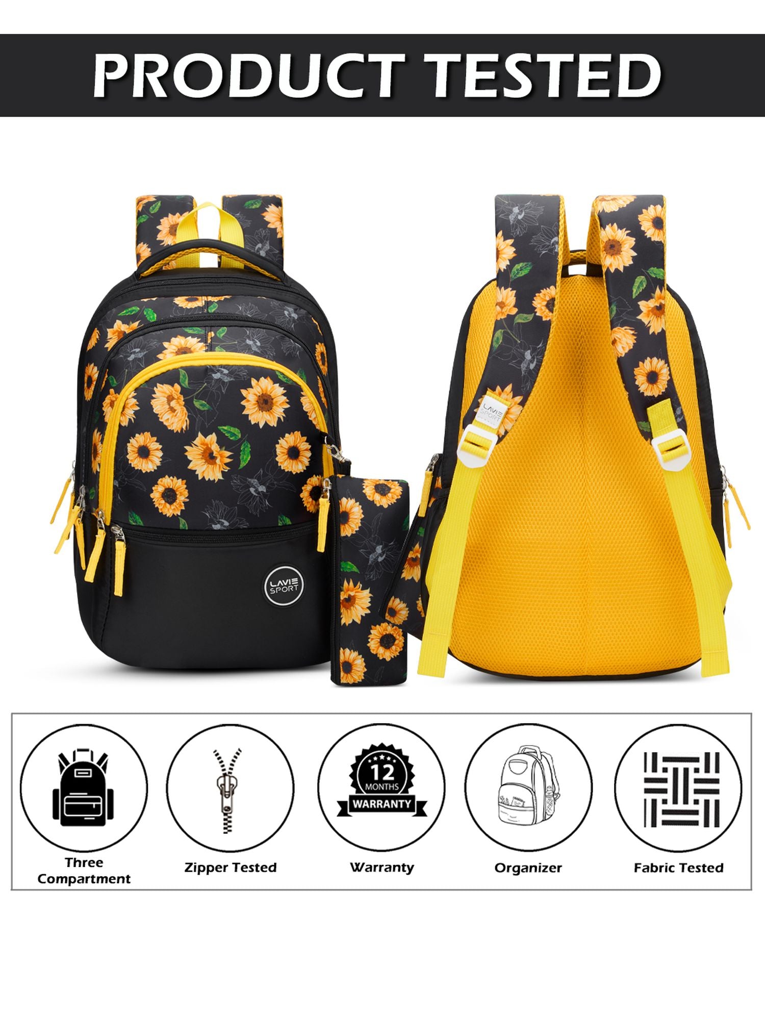 Golden Bloom Printed Backpack Yellow