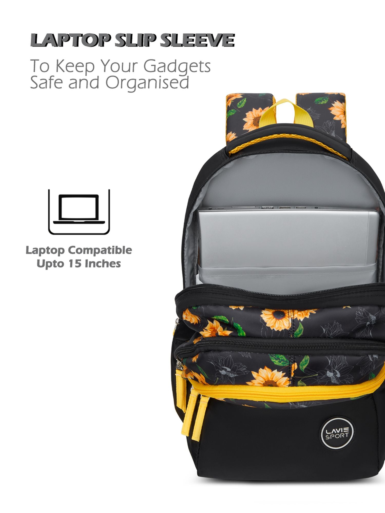 Golden Bloom Printed Backpack Yellow