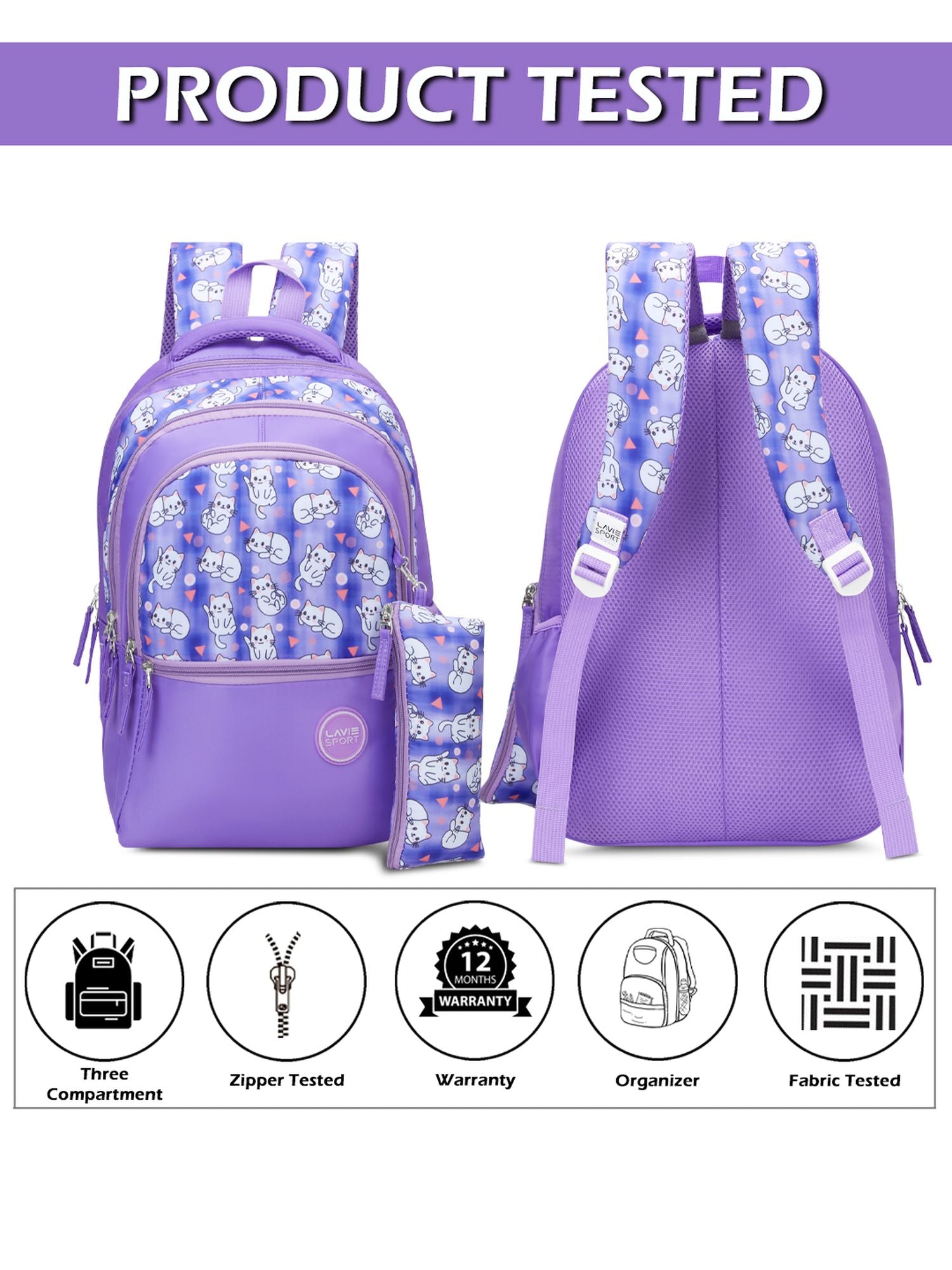 Whisker Printed Backpack Lilac