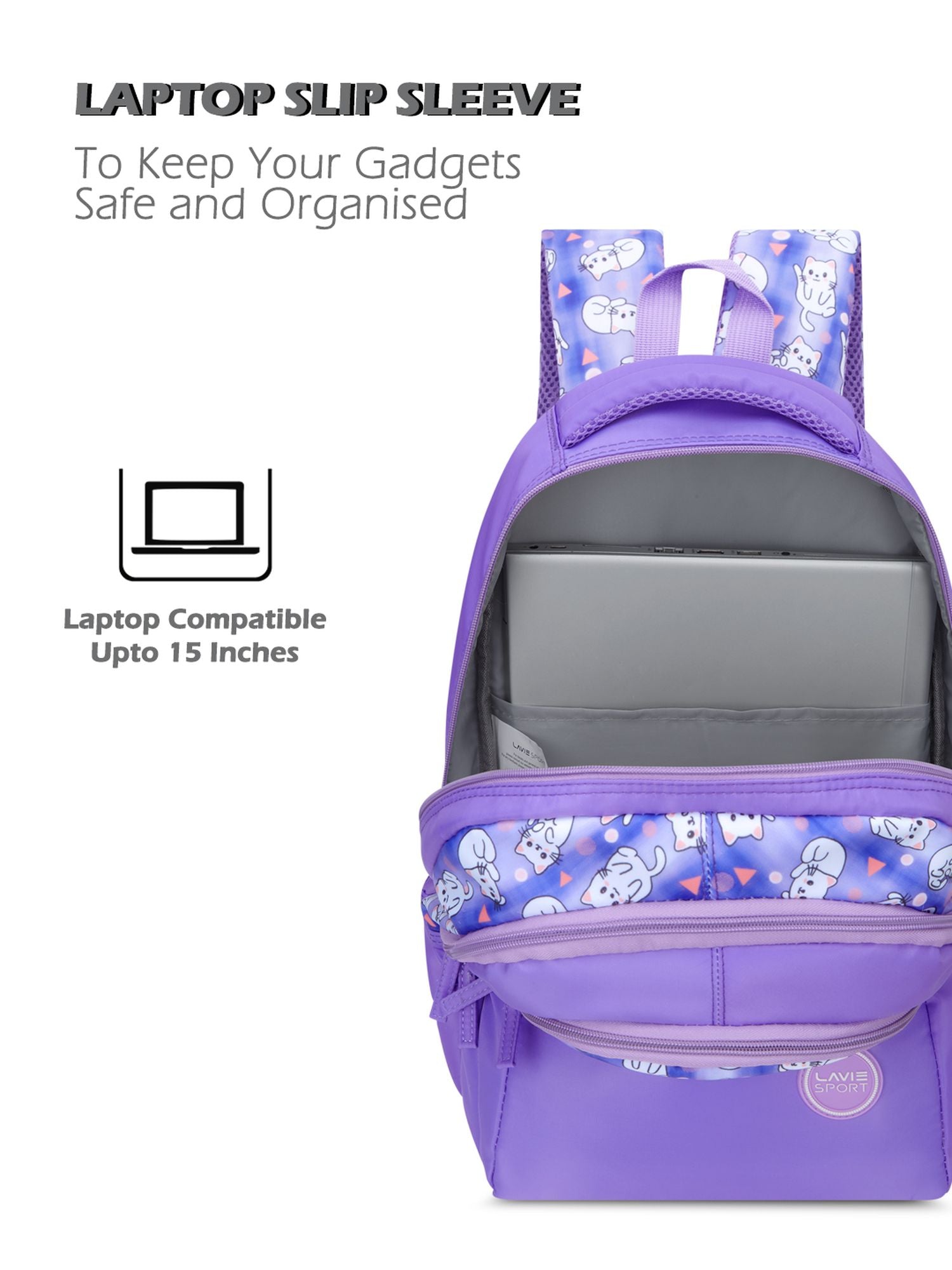 Whisker Printed Backpack Lilac