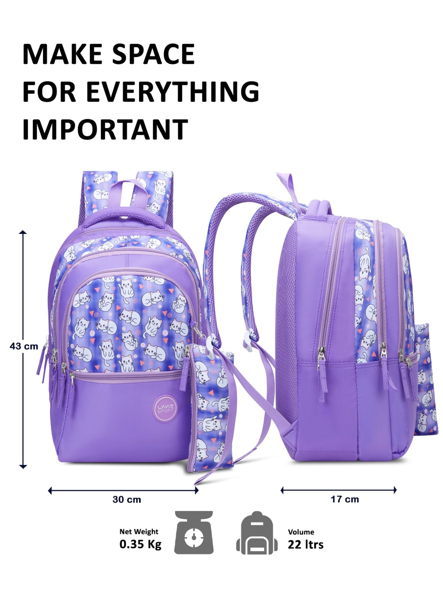 Whisker Printed Backpack Lilac
