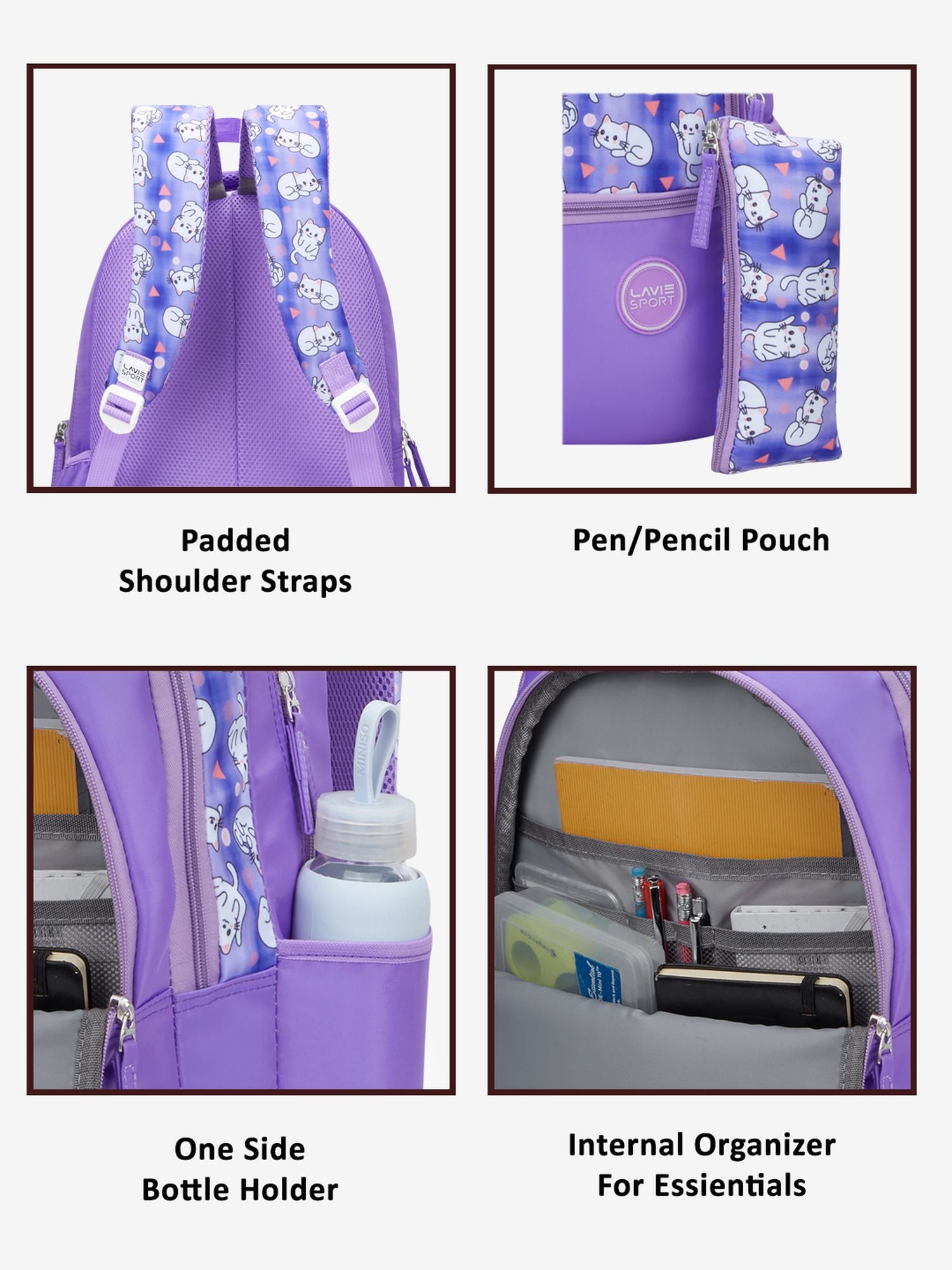 Whisker Printed Backpack Lilac