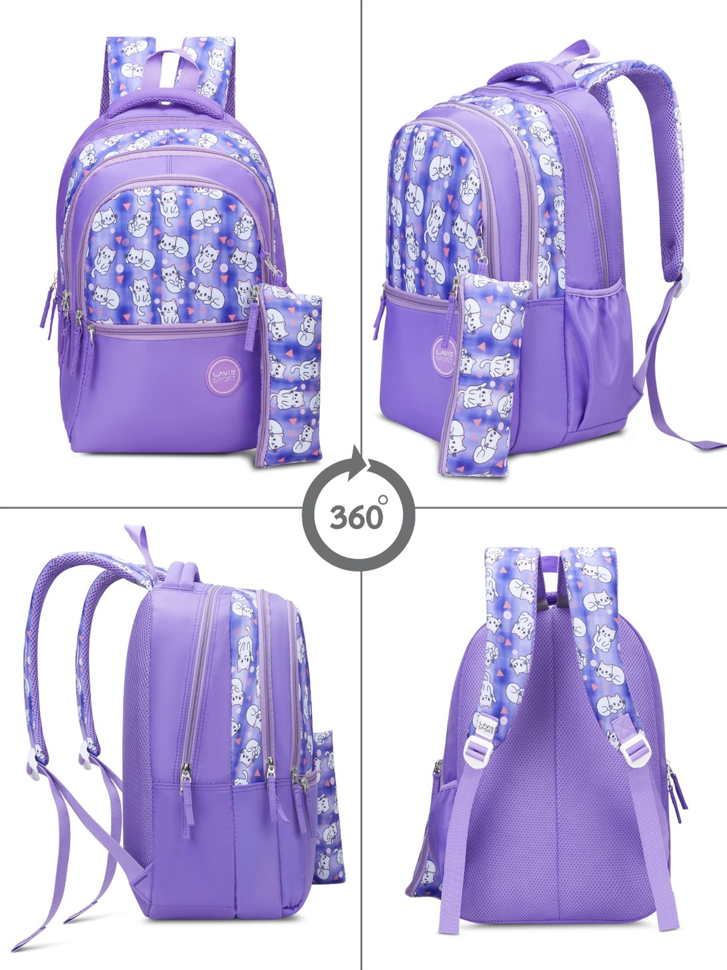 Whisker Printed Backpack Lilac