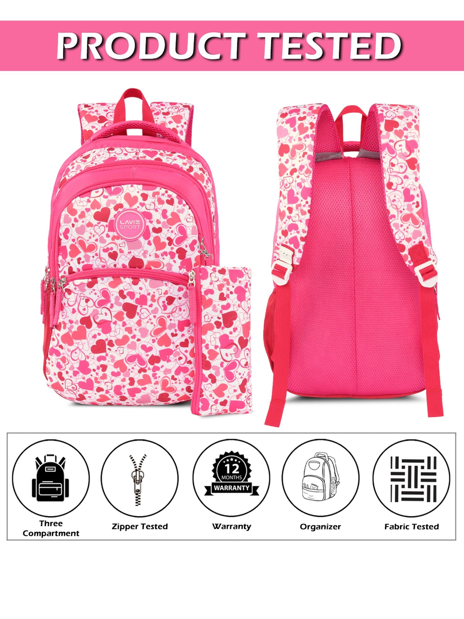 Heartpop Printed Backpack Red