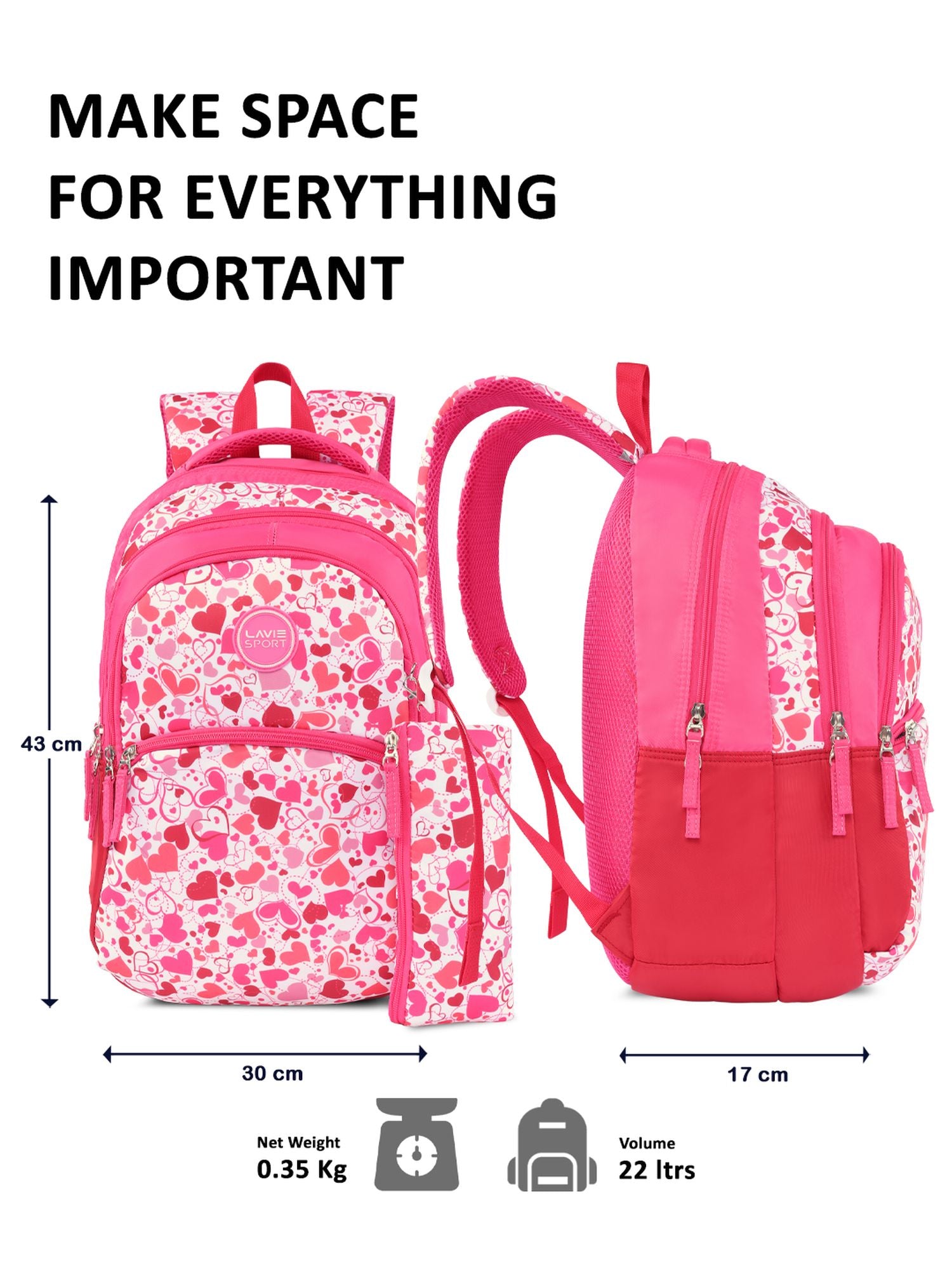 Heartpop Printed Backpack Red