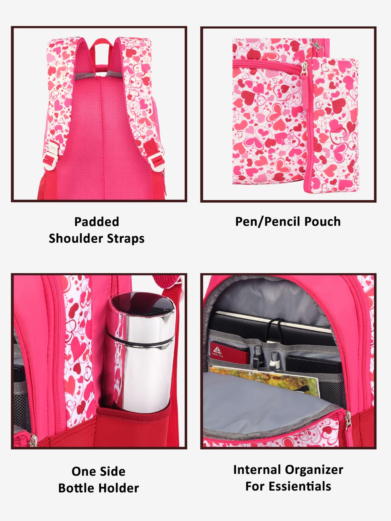 Heartpop Printed Backpack Red
