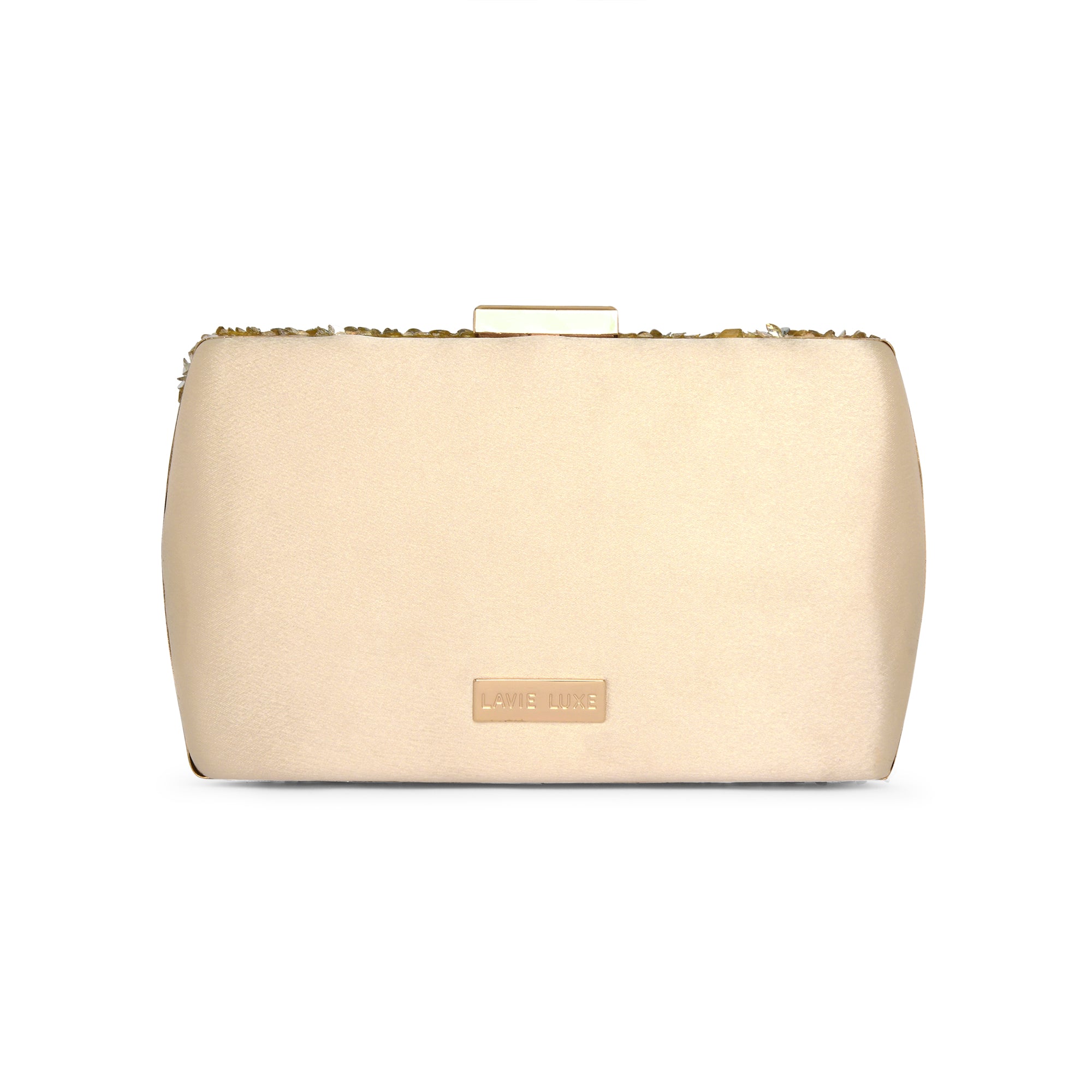 Lavie Luxe Gold Large Women's Crystal Frame Clutch Purse