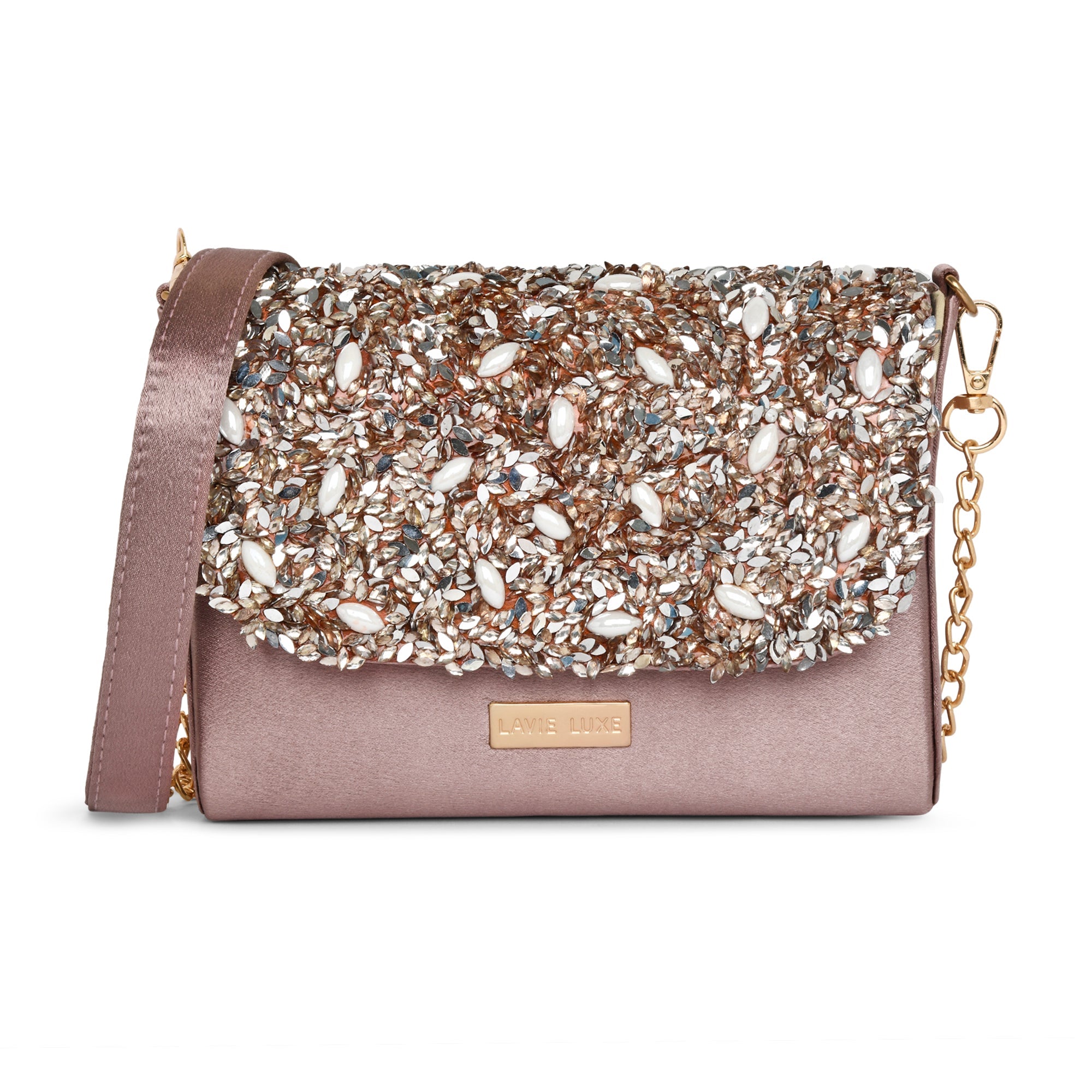 Crystal Flapover Large Sling Bag