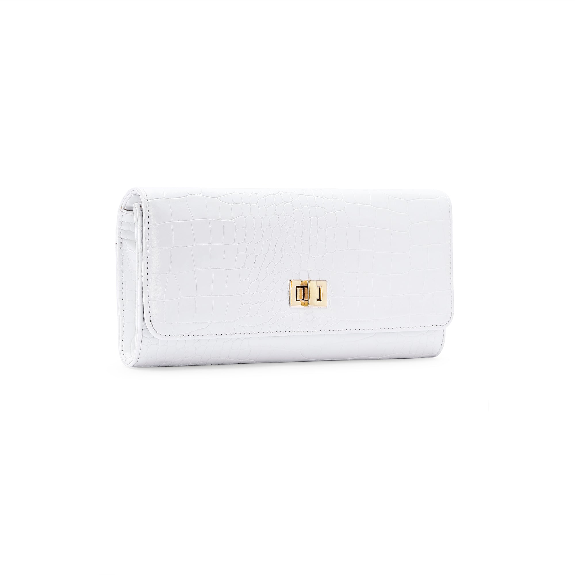 Lavie Luxe White Large Women's Glossy Dino Envelope Clutch Purse