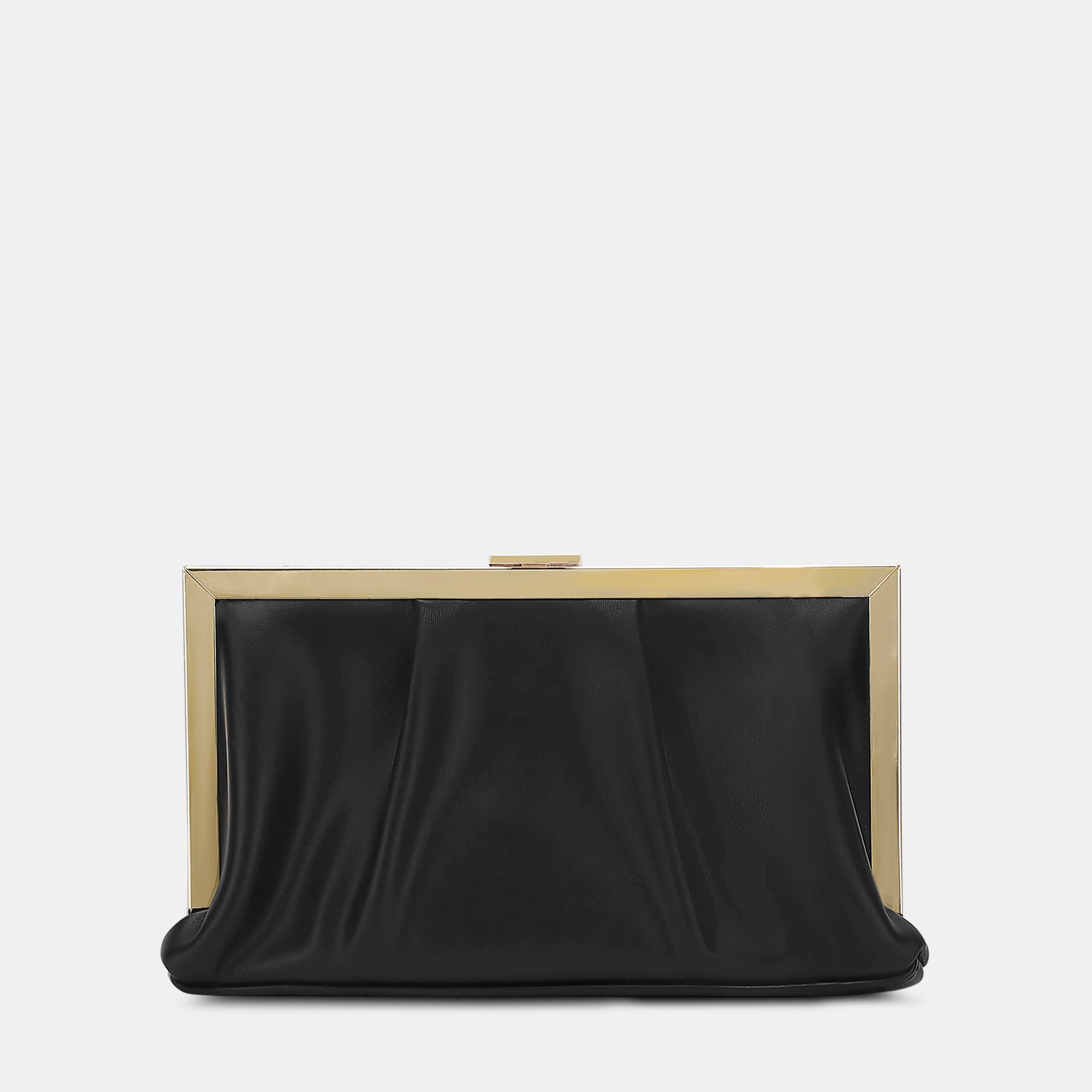 Lavie Luxe Pleatz framed Black Medium Women's Clutch