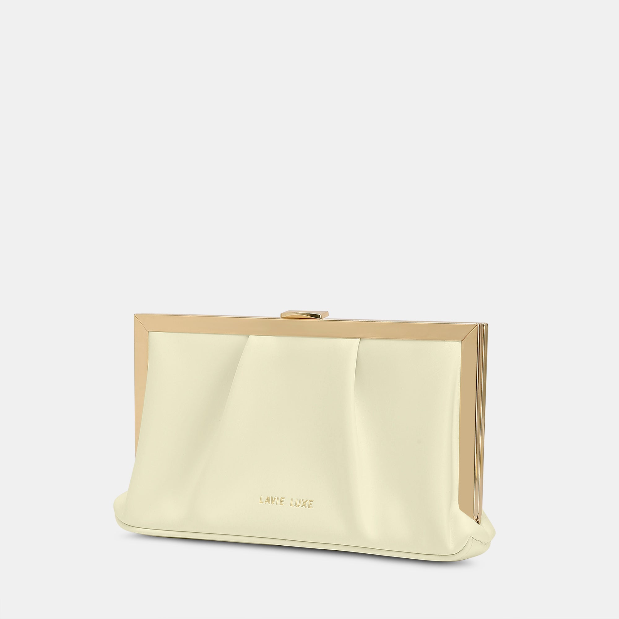 Lavie Luxe Pleatz framed Offwhite Medium Women's Clutch