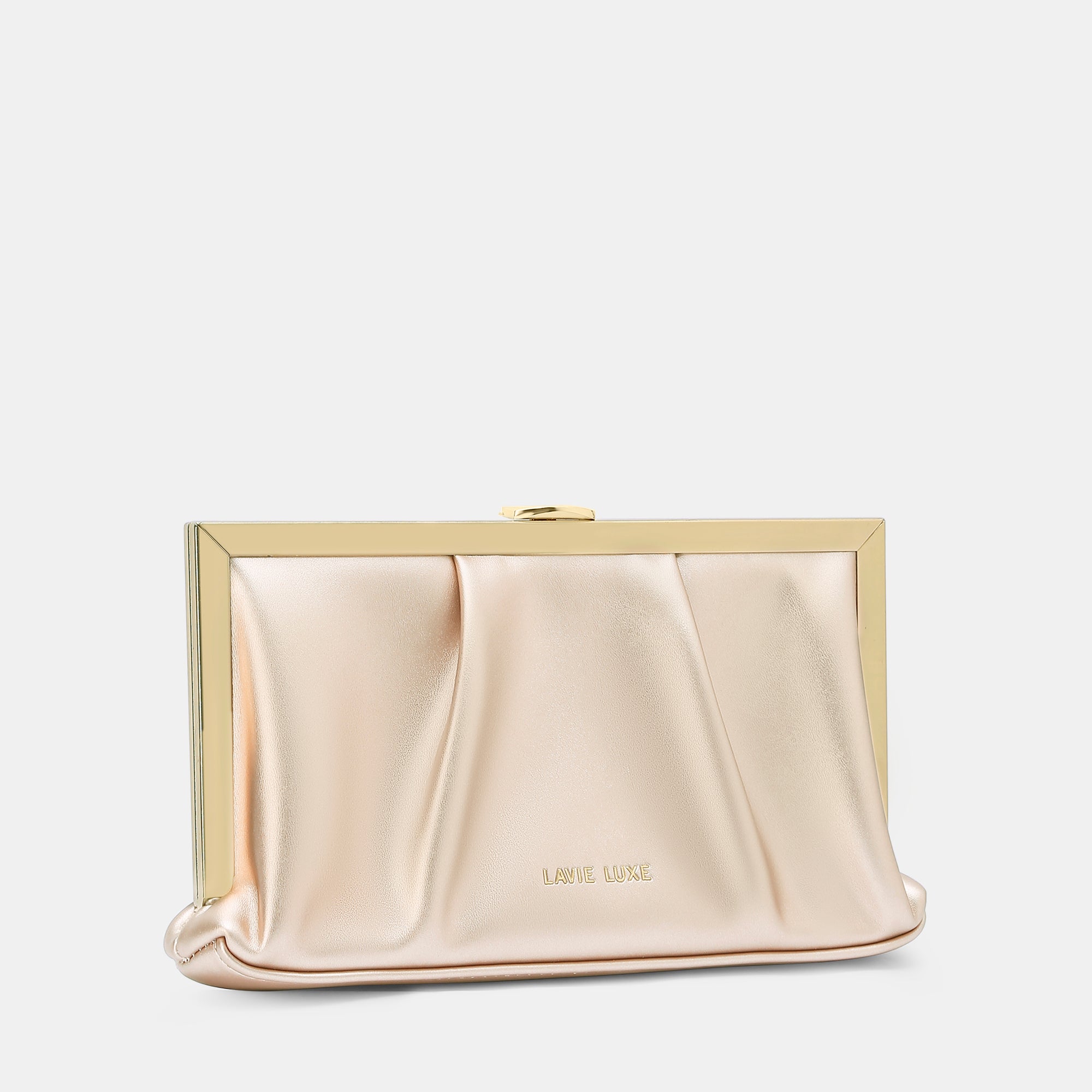 Lavie Luxe Pleatz framed Rose Gold Medium Women's Clutch