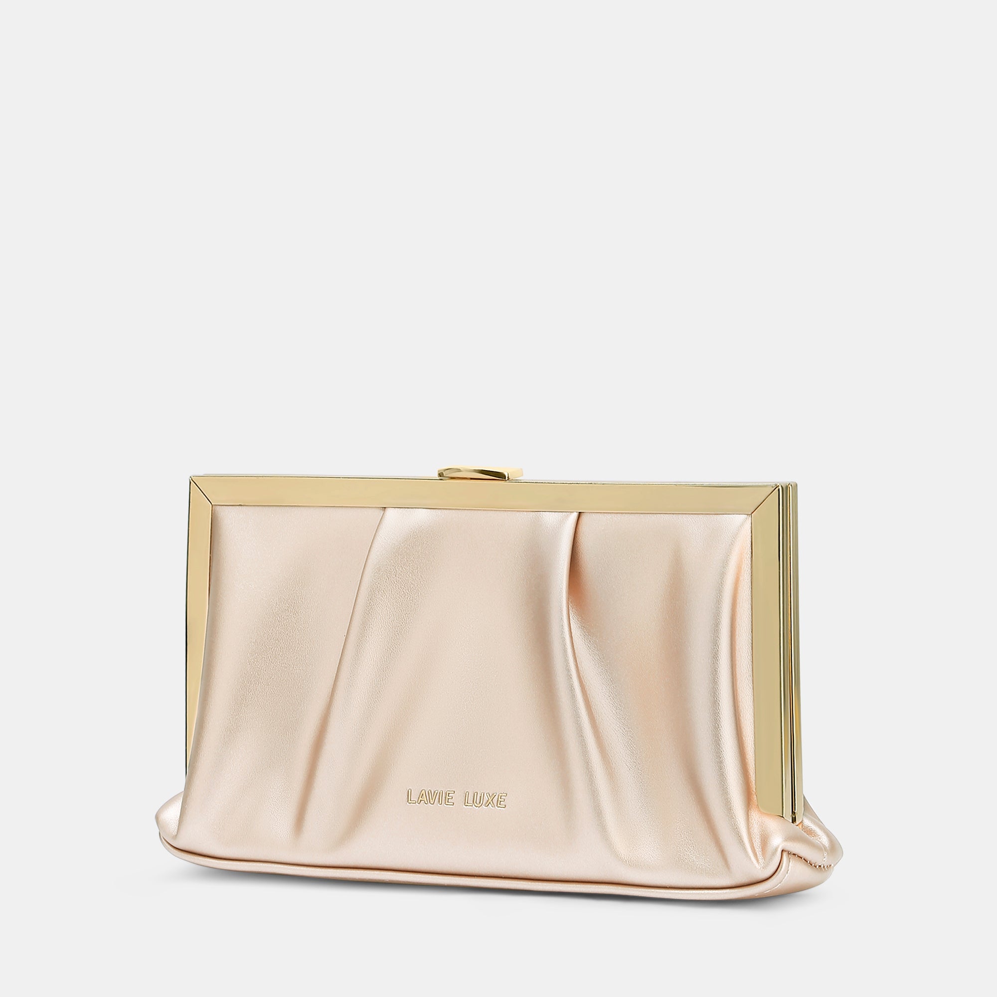 Lavie Luxe Pleatz framed Rose Gold Medium Women's Clutch