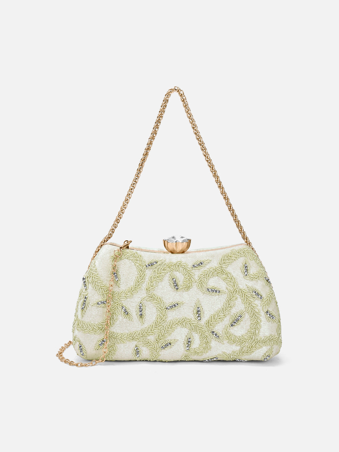 Trenton Handle Frame Large White Clutch