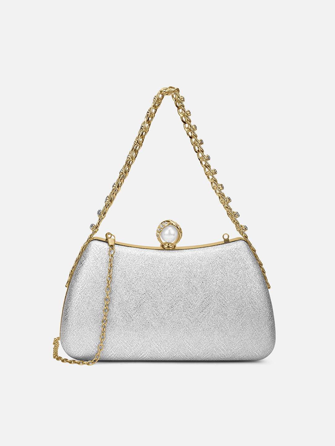 Updo Large Framed Clutch Silver