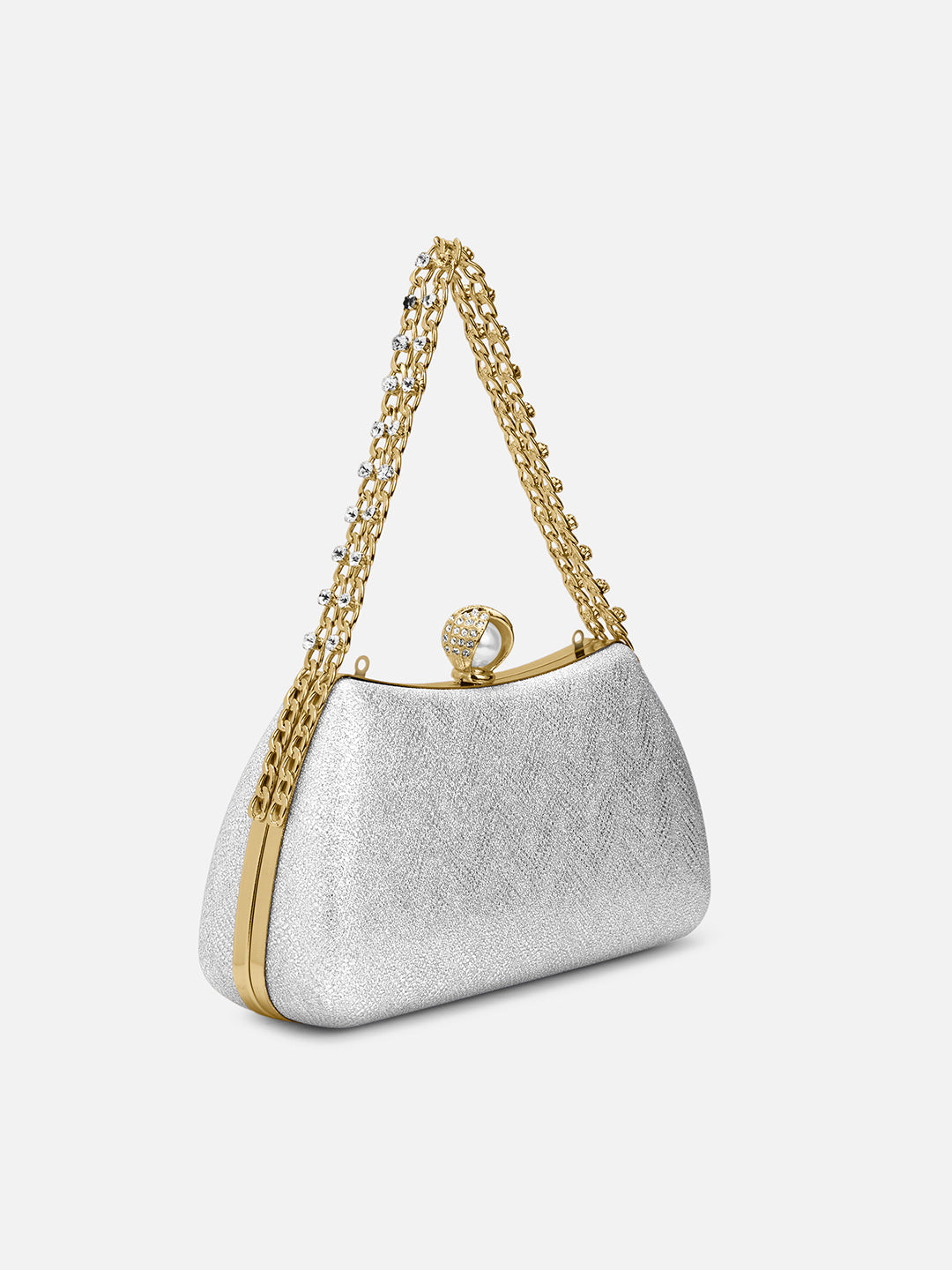 Updo Large Framed Clutch Silver