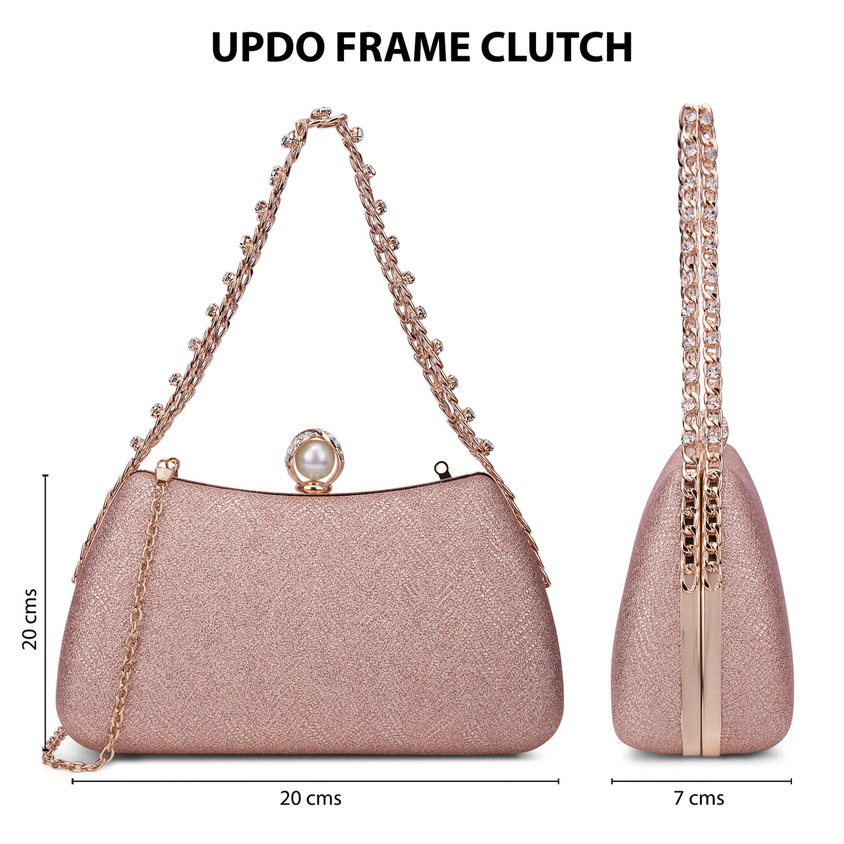Updo Large Framed Clutch Rose Gold