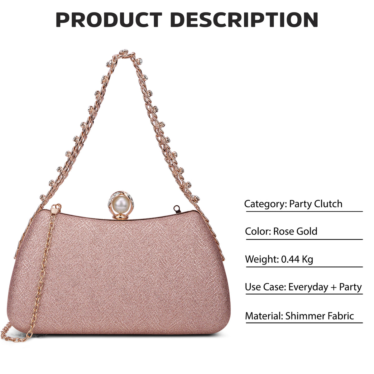 Updo Large Framed Clutch Rose Gold