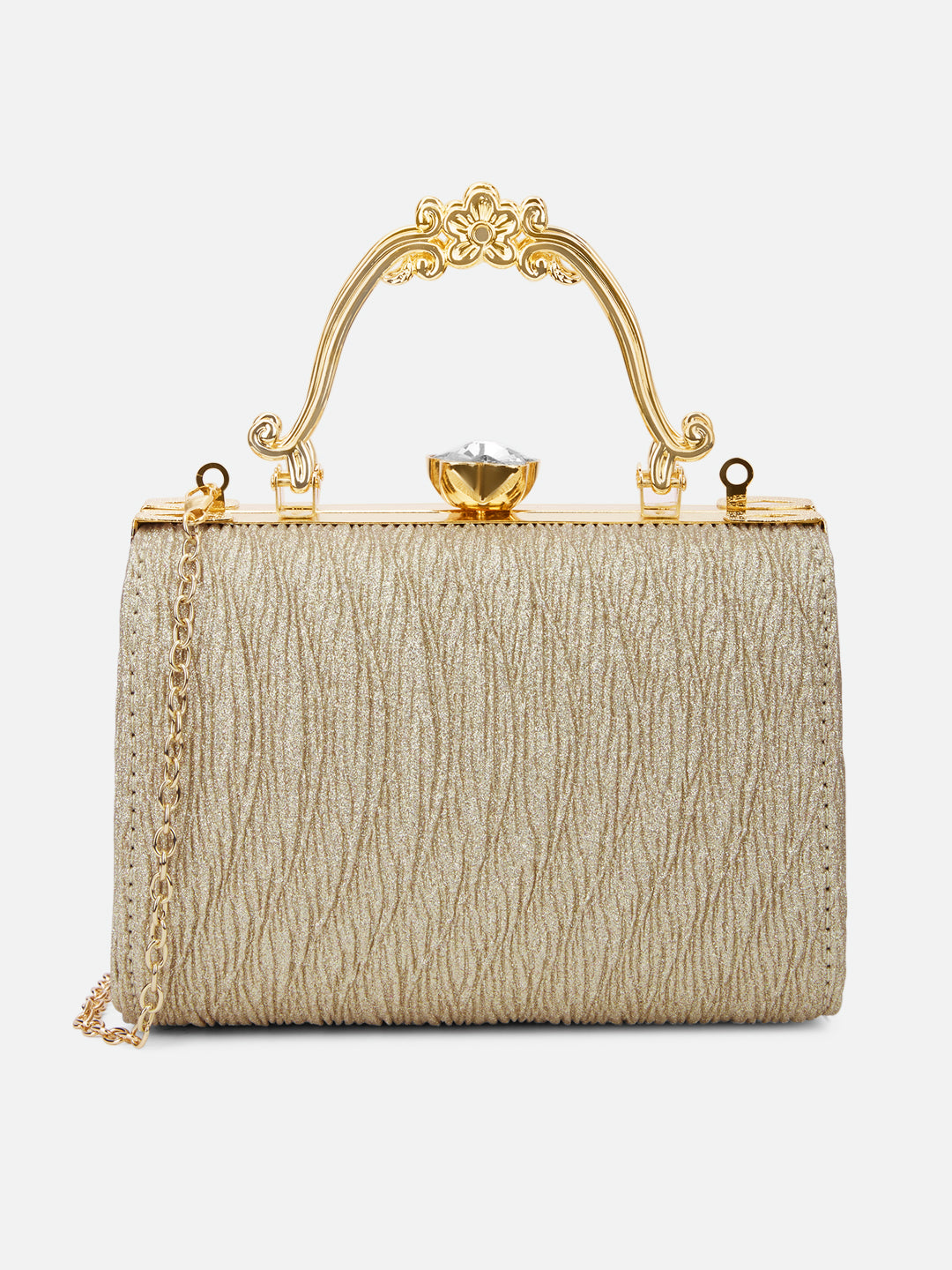 Glisten Small Framed Clutch Gold