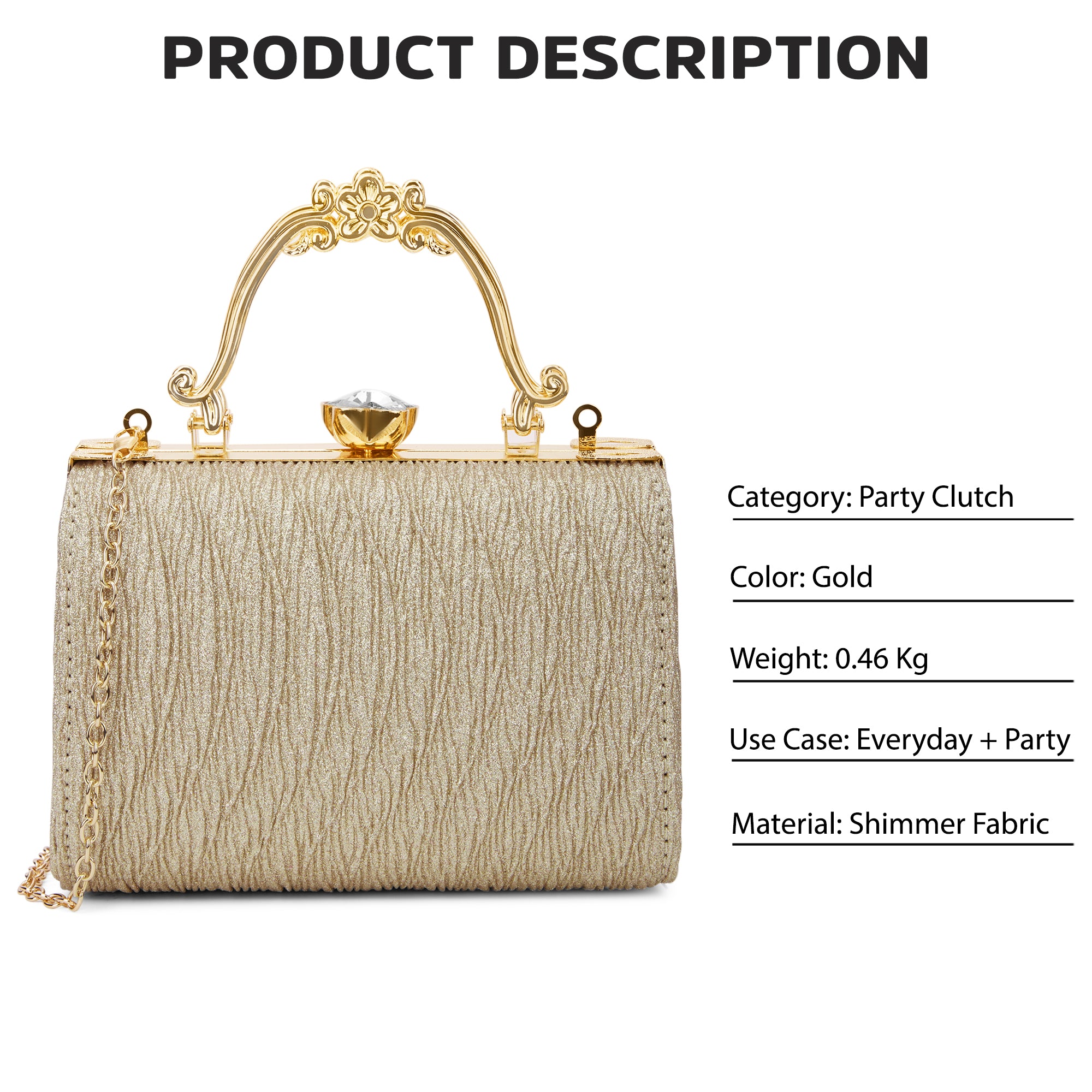 Glisten Small Framed Clutch Gold