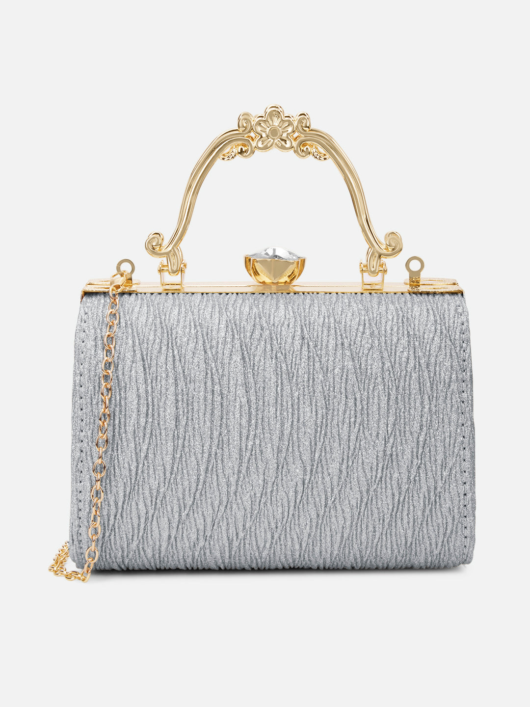 Glisten Small Framed Clutch Silver