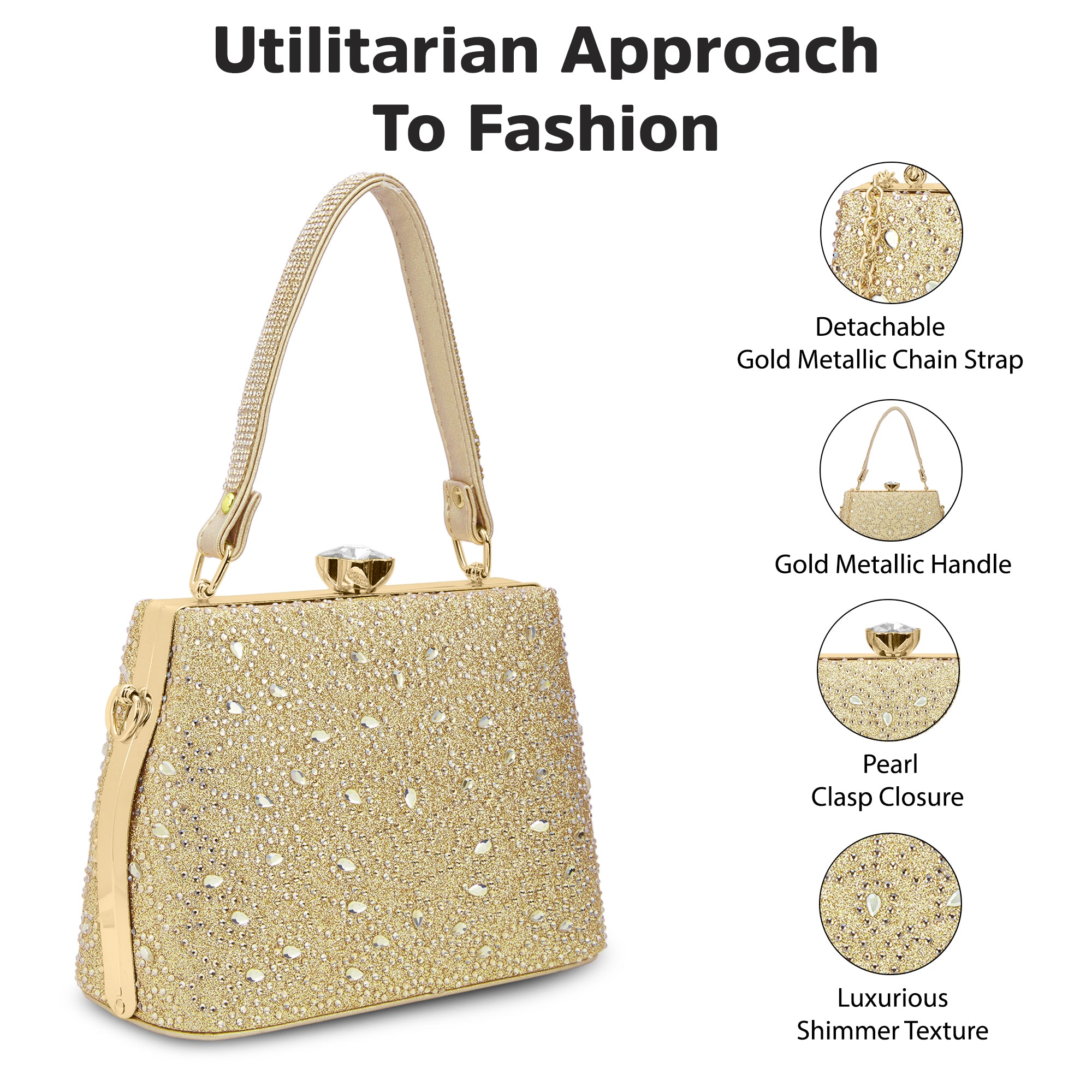 Flare Large Framed Clutch Gold