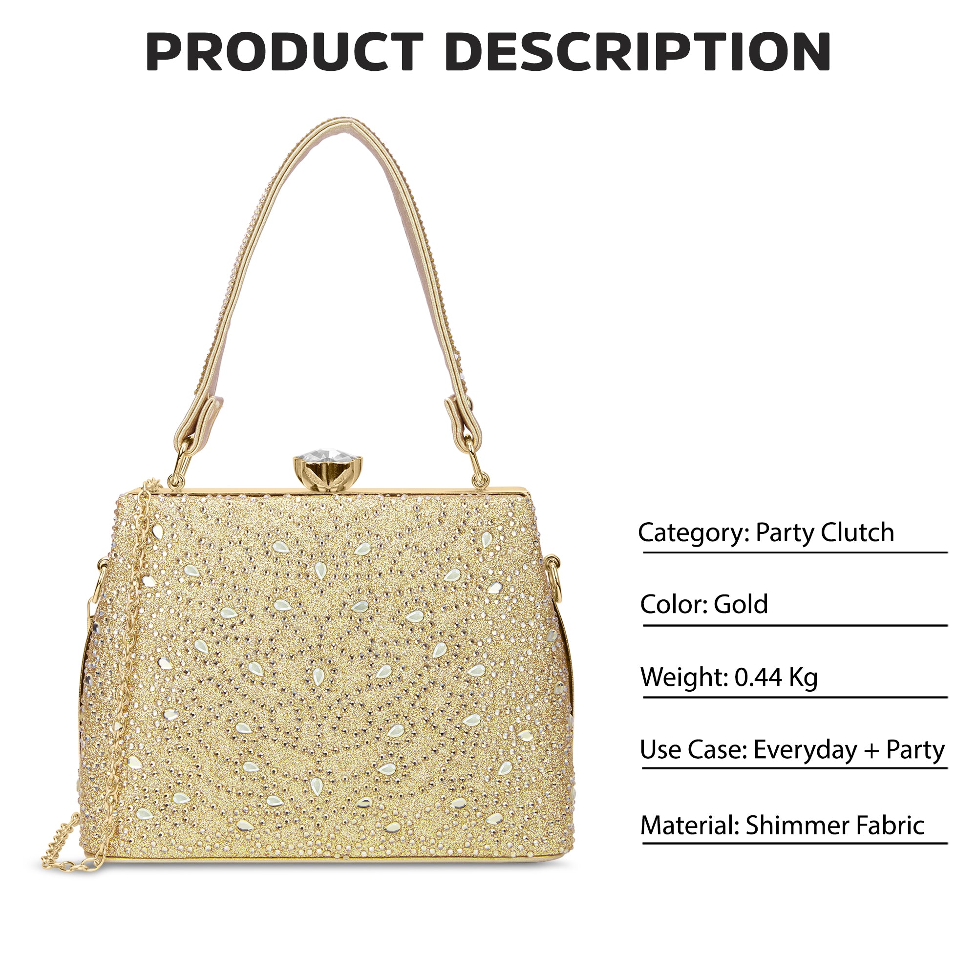 Flare Large Framed Clutch Gold