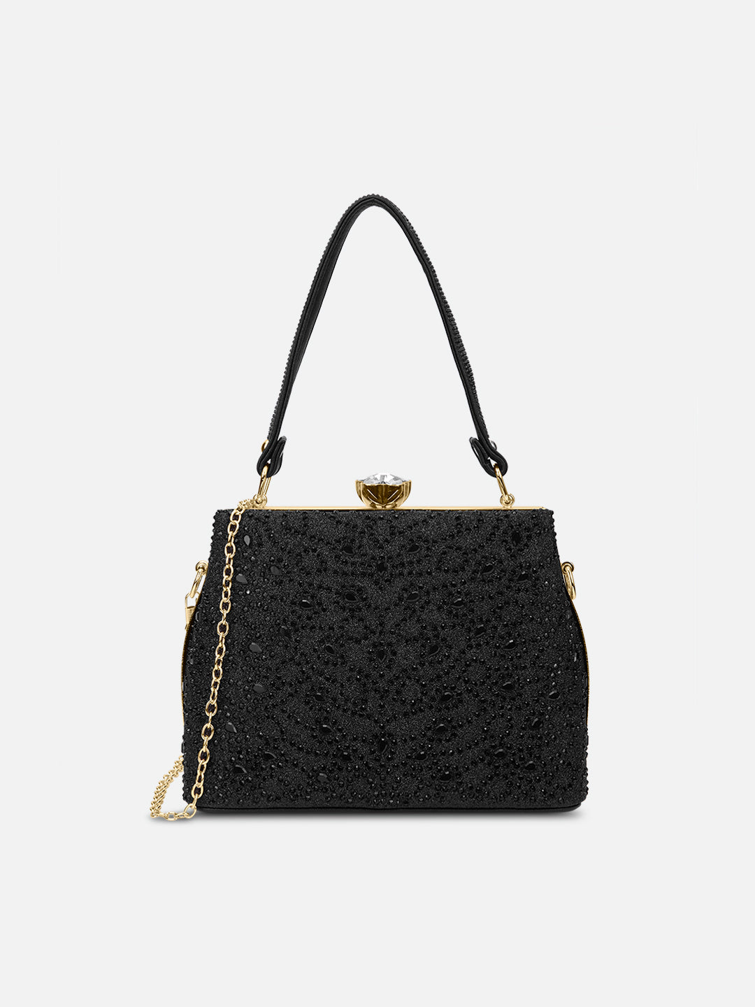 Flare Large Framed Clutch Black