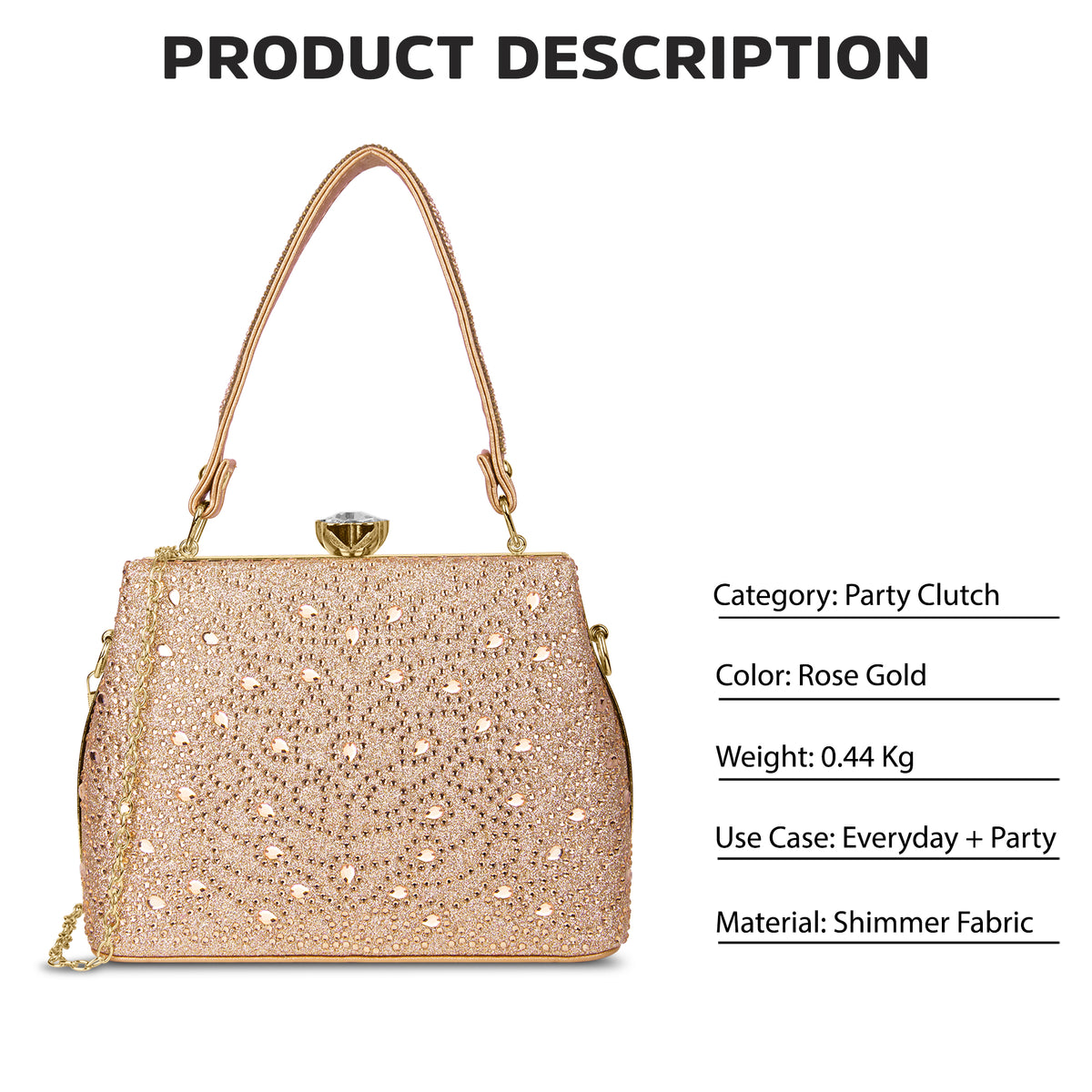Flare Large Framed Clutch Rose Gold