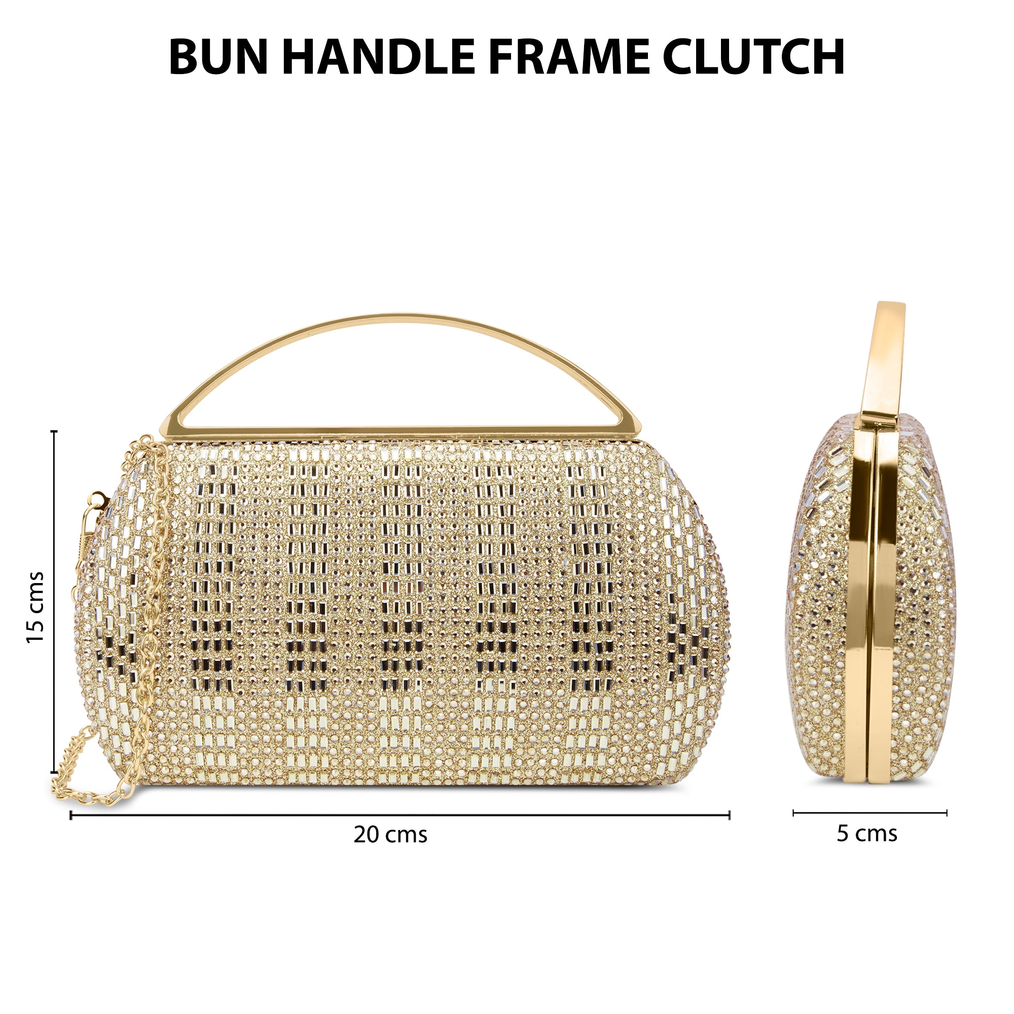 Bun Large Handle Clutch Gold