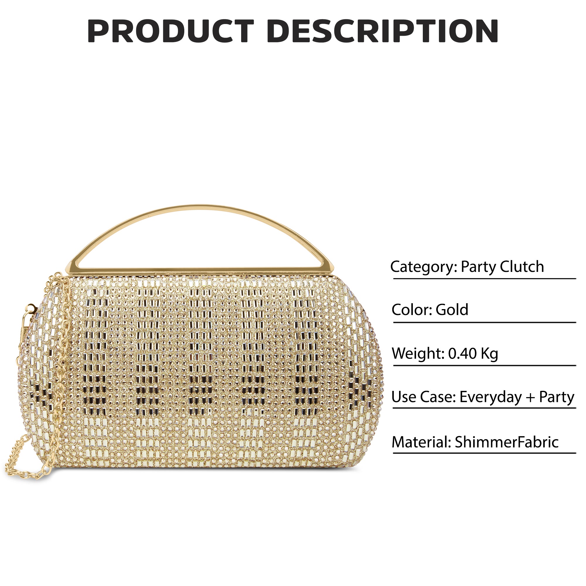 Bun Large Handle Clutch Gold