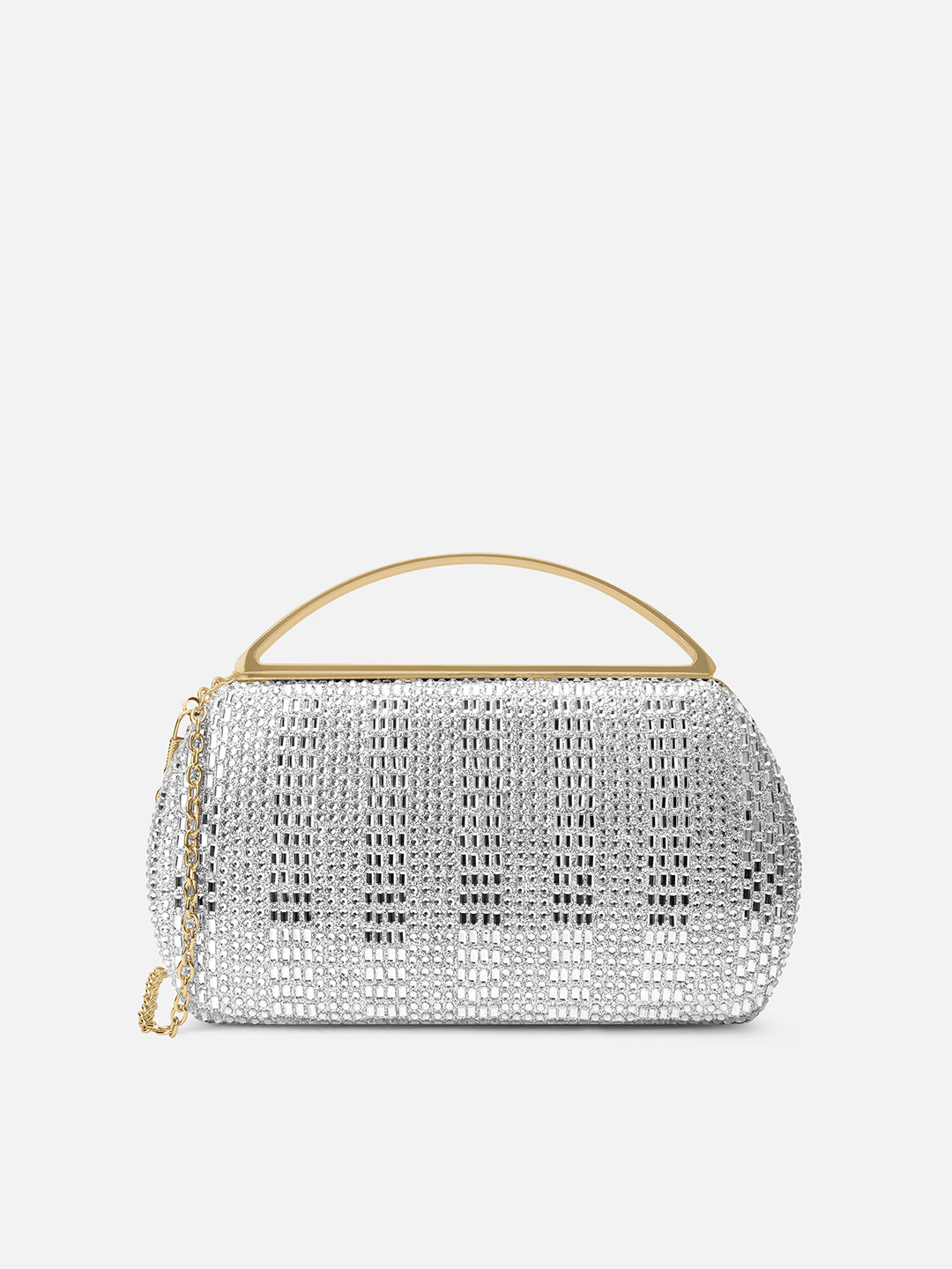 Bun Large Handle Clutch Silver