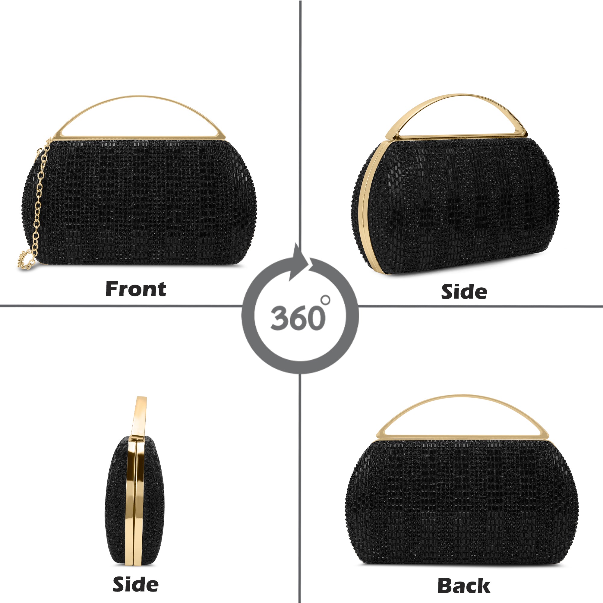 Bun Large Handle Clutch Black