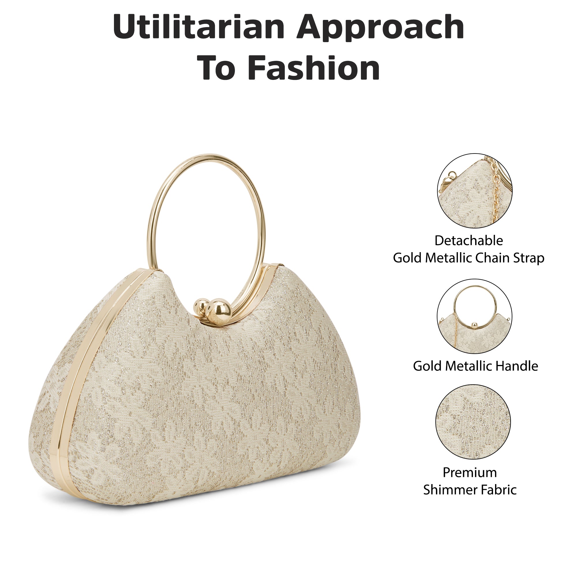Adore Large Handle Clutch Gold