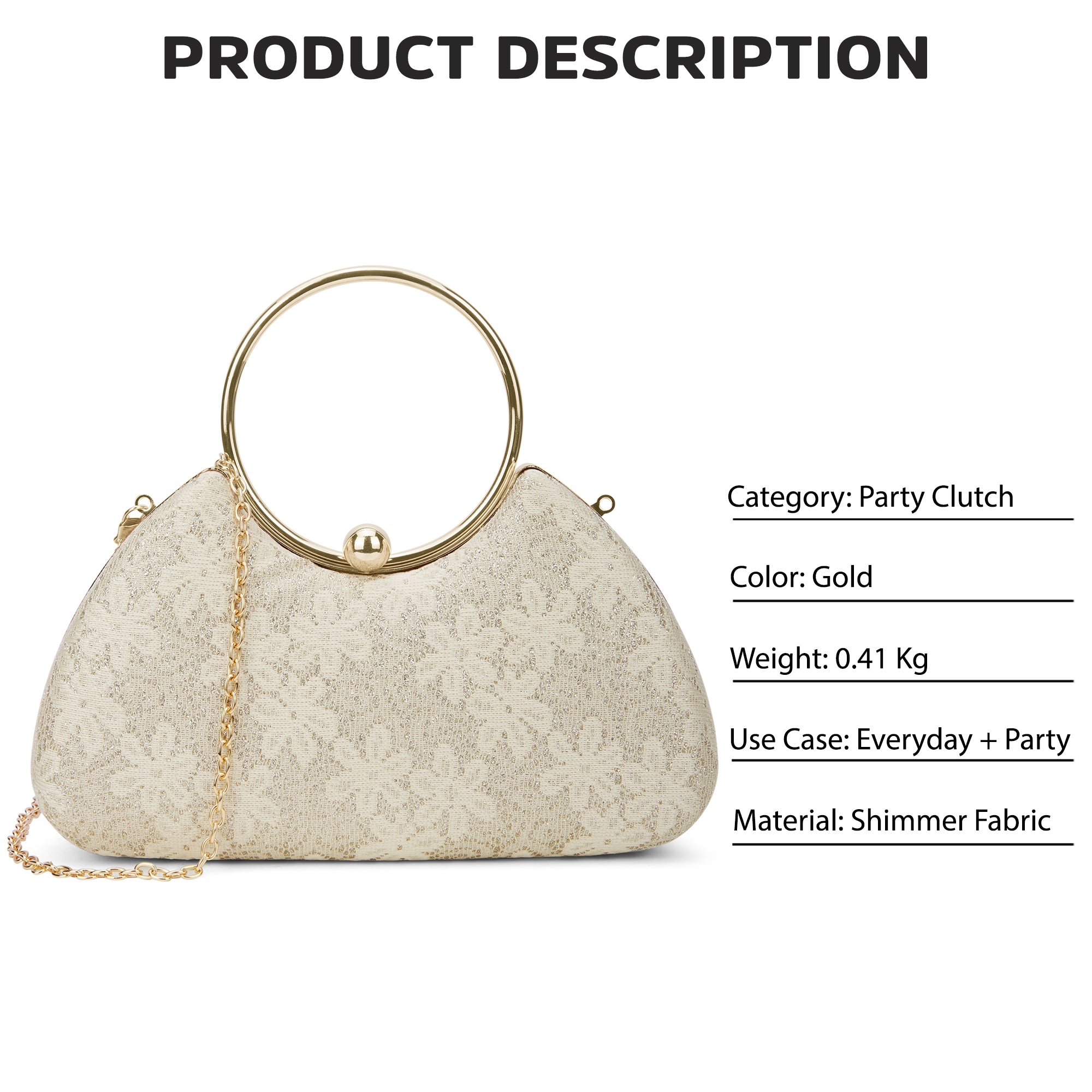 Adore Large Handle Clutch Gold