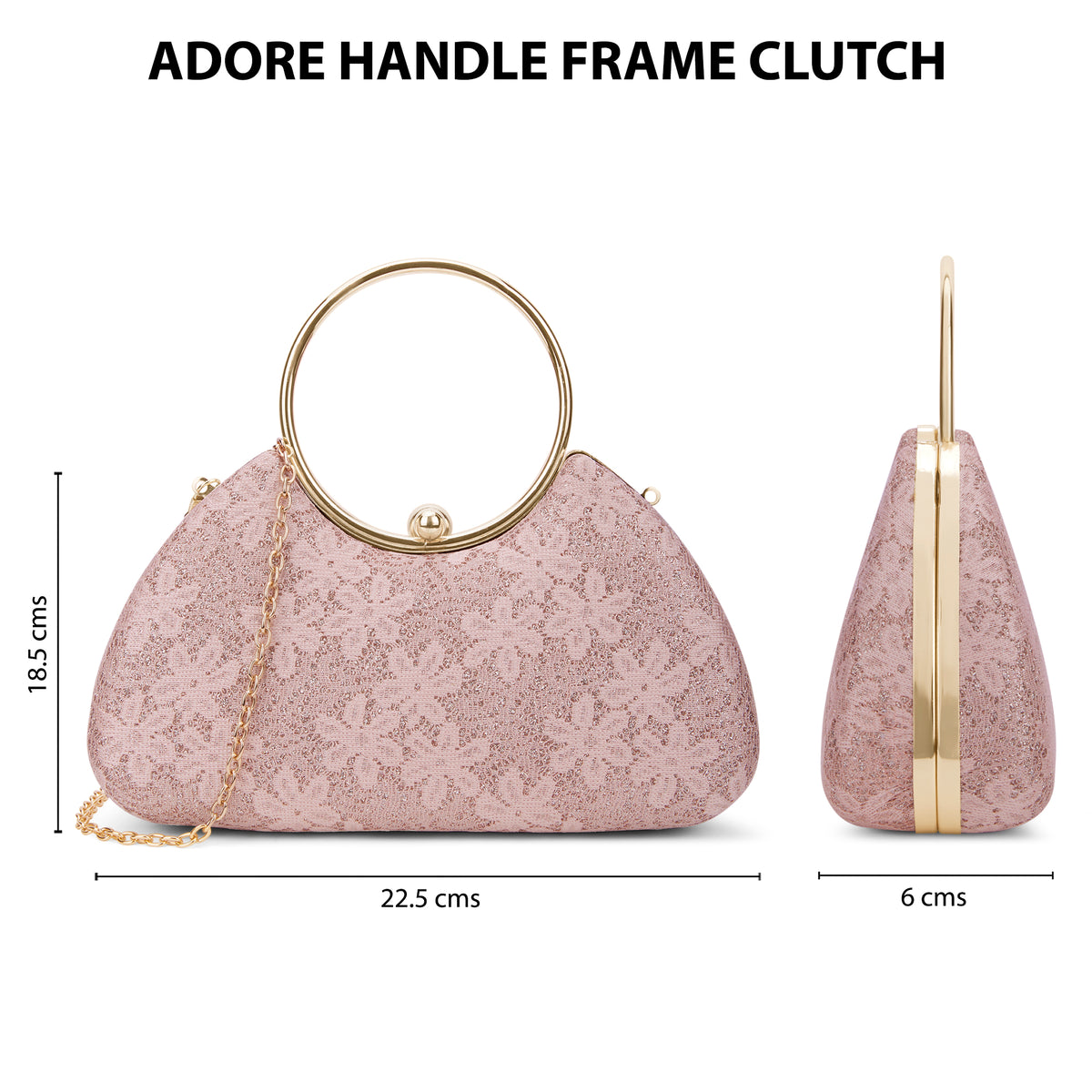 Adore Large Handle Clutch Rose Gold