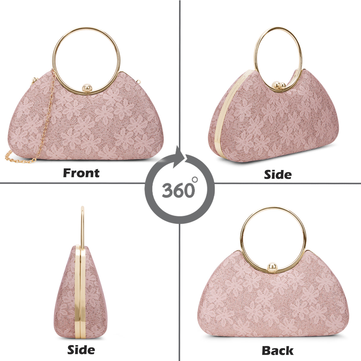 Adore Large Handle Clutch Rose Gold