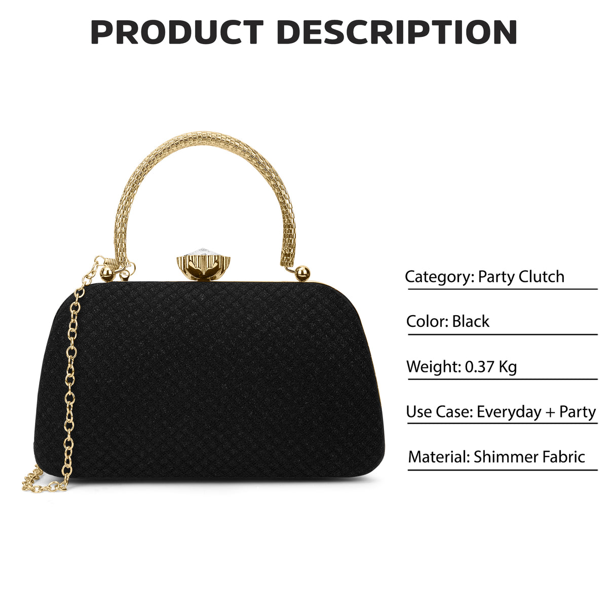 Twist Small Handle Clutch Black