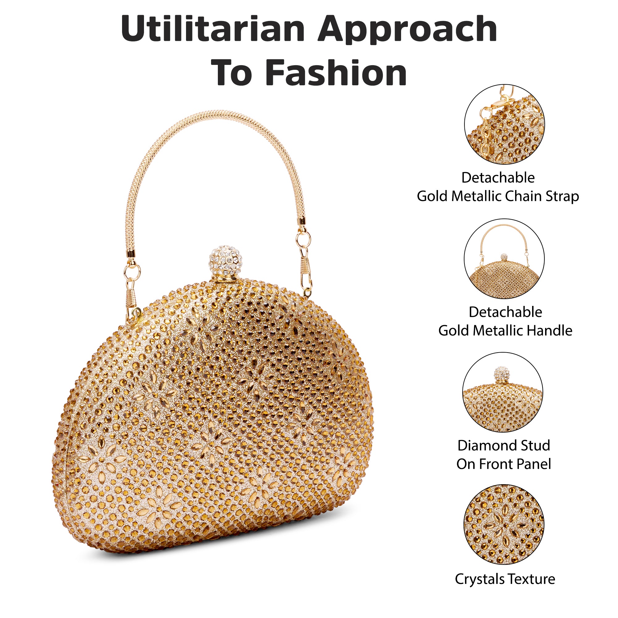 Hunson Oval Frame Clutch Gold
