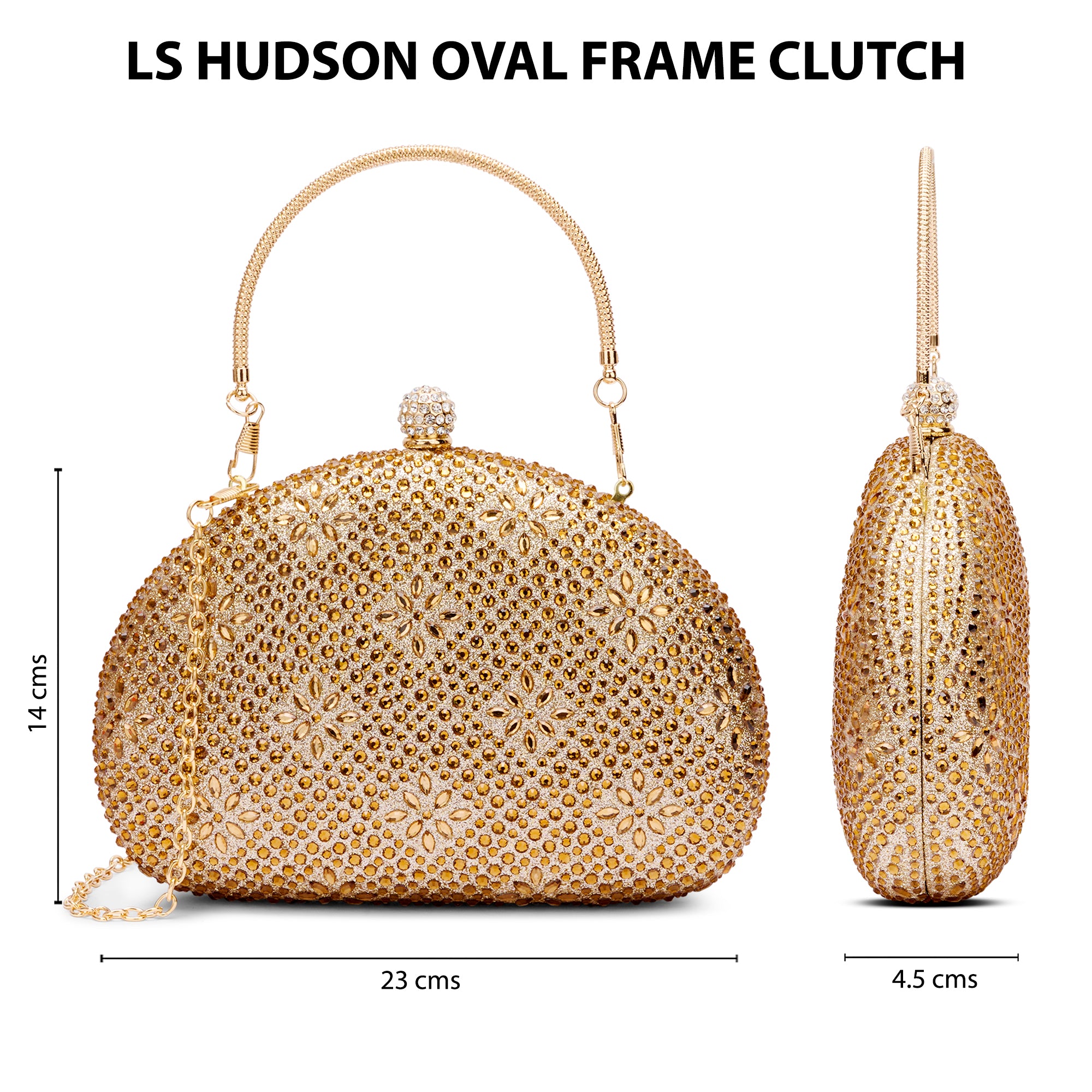 Hunson Oval Frame Clutch Gold