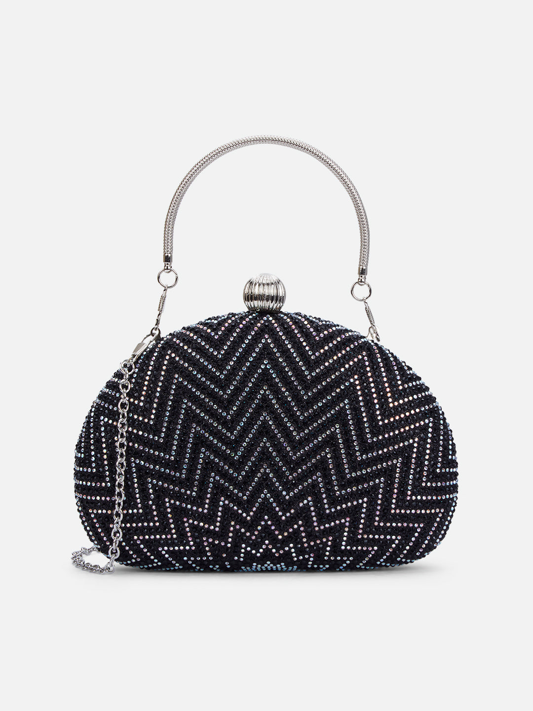 Hunson Oval Frame Clutch Black