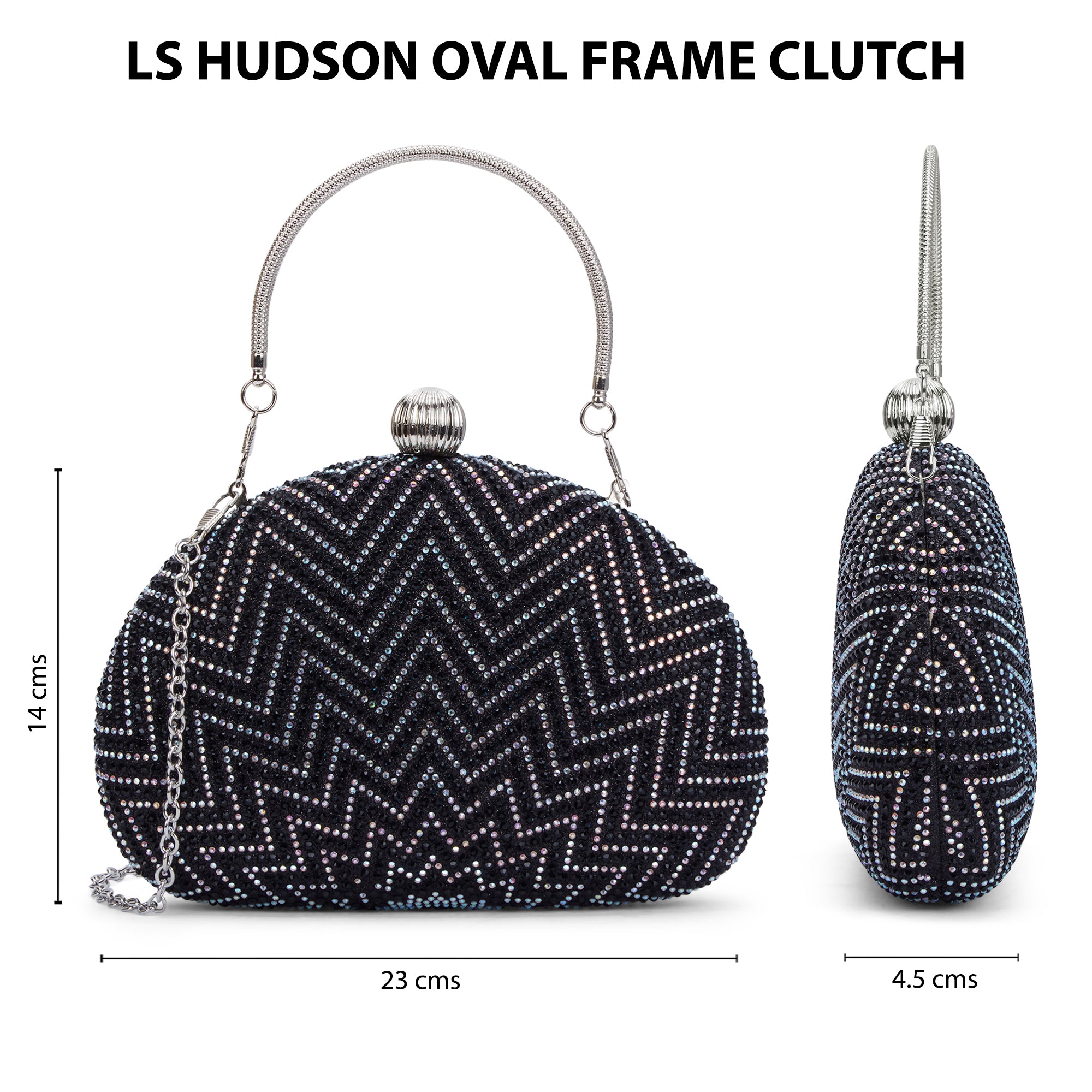 Hunson Oval Frame Clutch Black