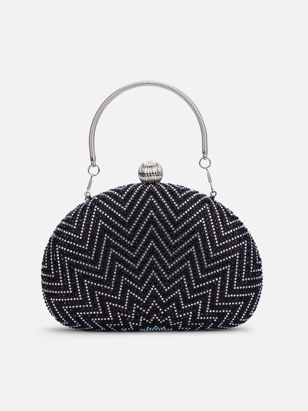 Hunson Oval Frame Clutch Black