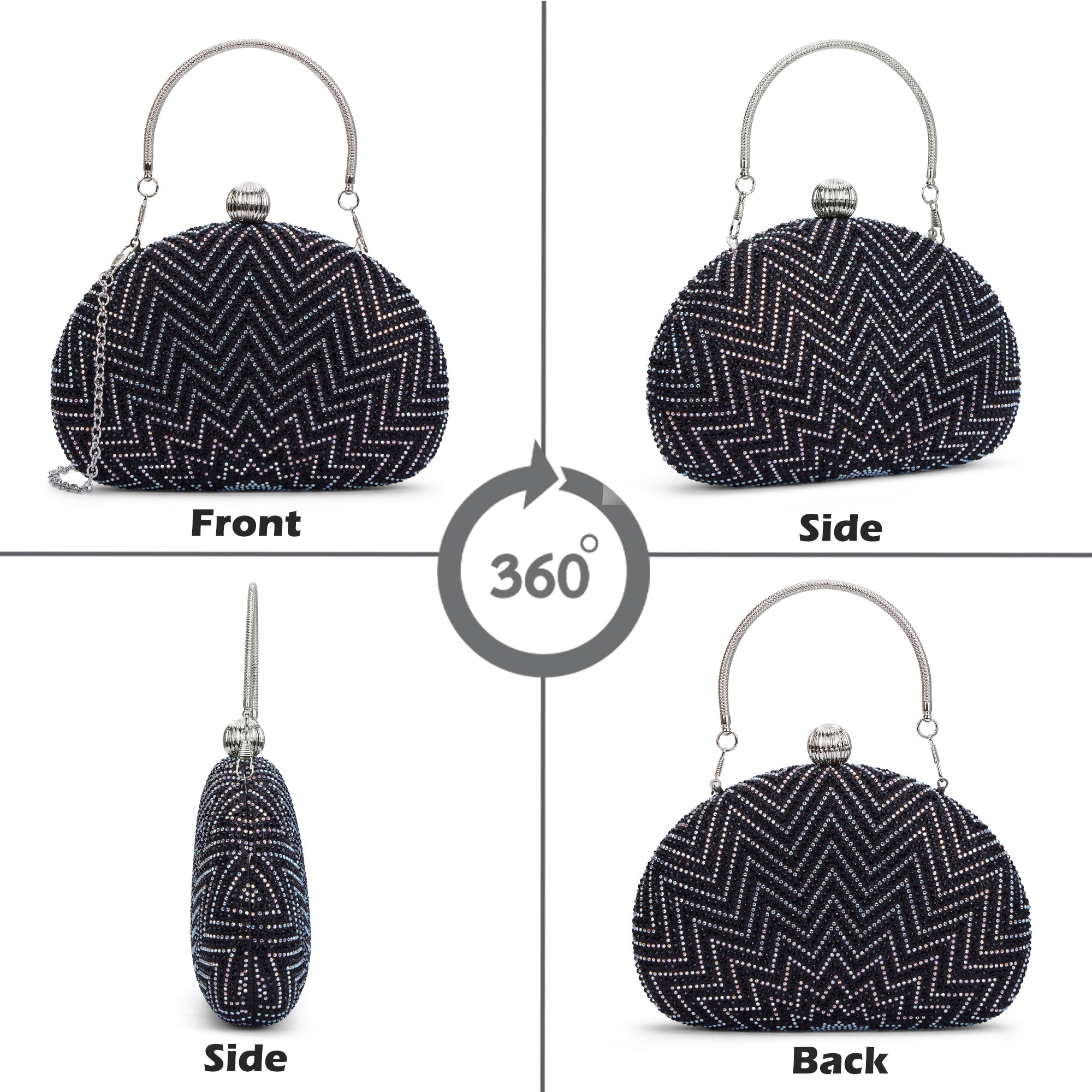 Hunson Oval Frame Clutch Black