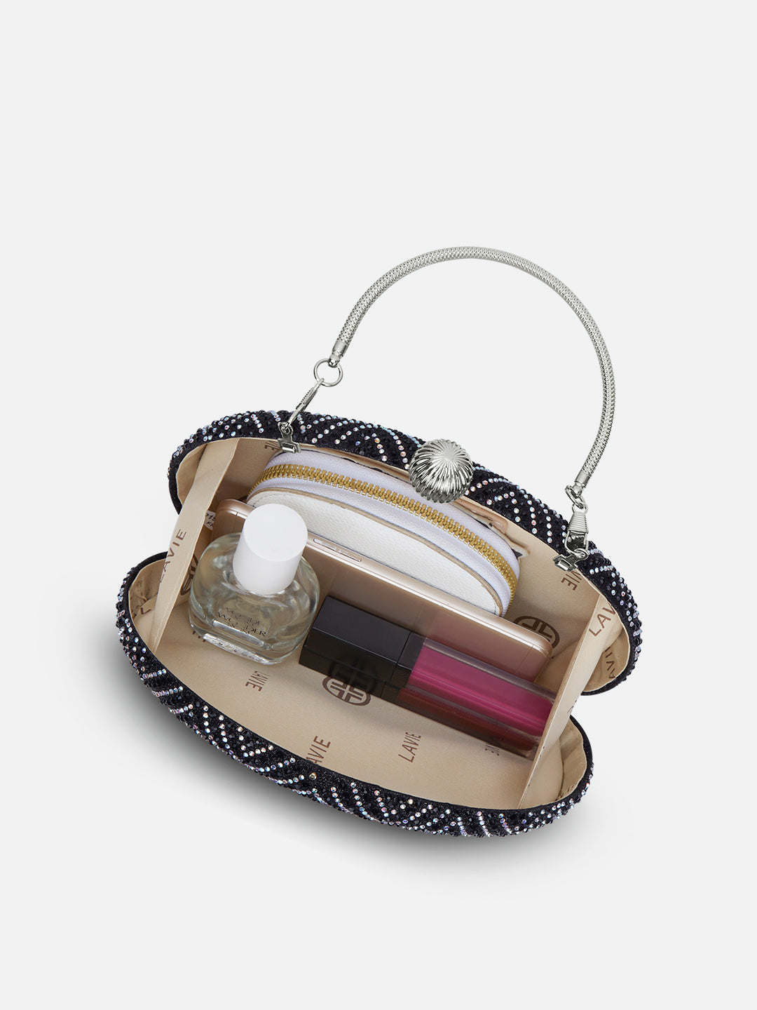 Hunson Oval Frame Clutch Black