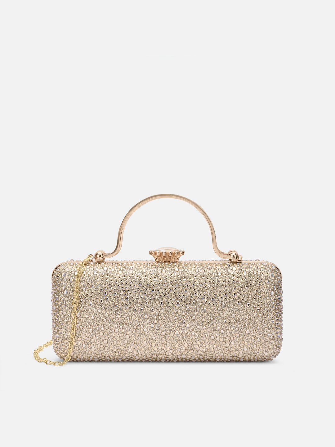 Orinoco Rectagular Handle Frame Clutch Gold