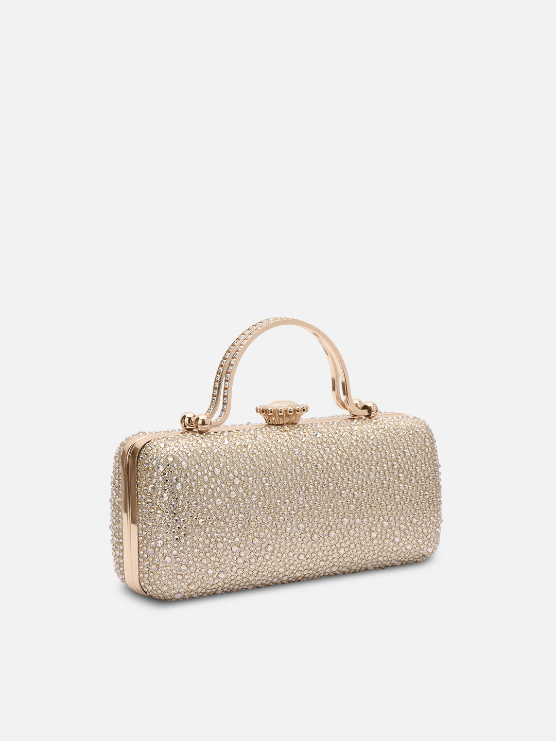 Orinoco Rectagular Handle Frame Clutch Gold