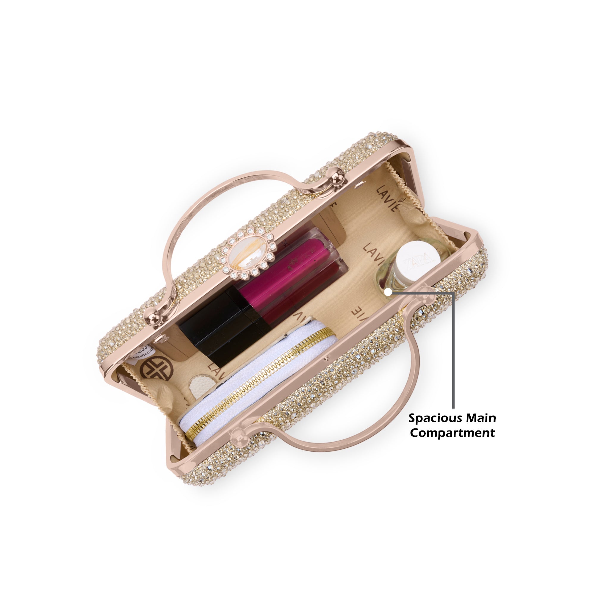 Orinoco Rectagular Handle Frame Clutch Gold