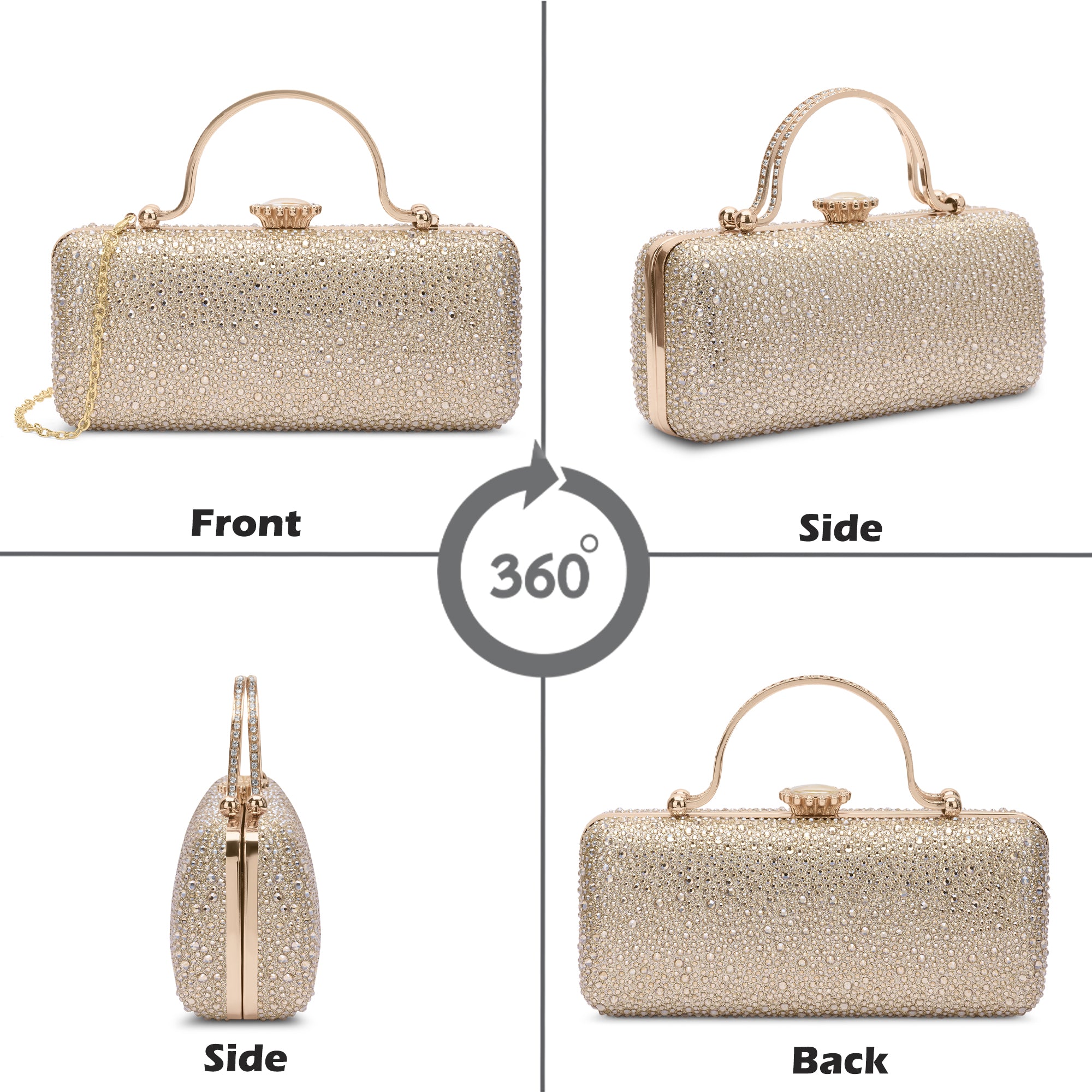 Orinoco Rectagular Handle Frame Clutch Gold