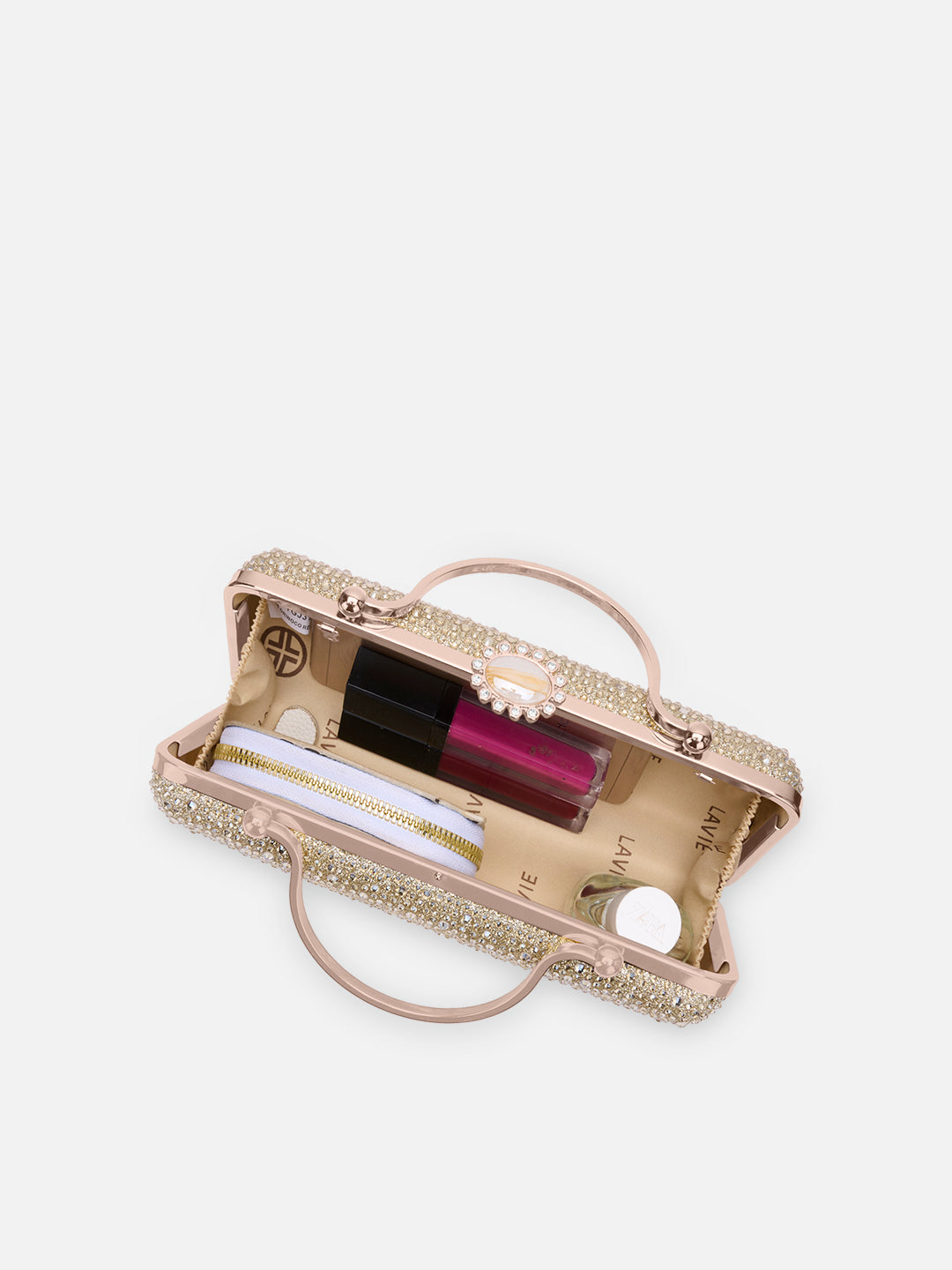 Orinoco Rectagular Handle Frame Clutch Gold